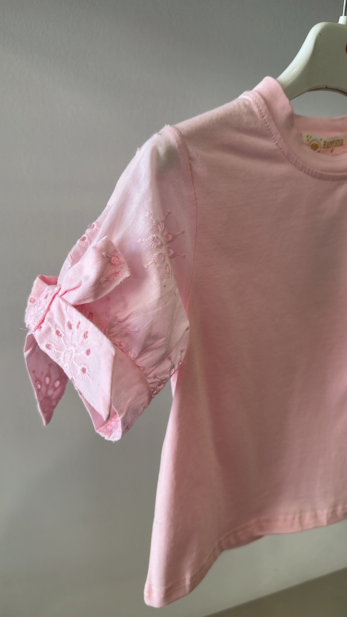 T-shirt SANGALLO CON FIOCCO SULLE MANICHE 4-14A - ROSA