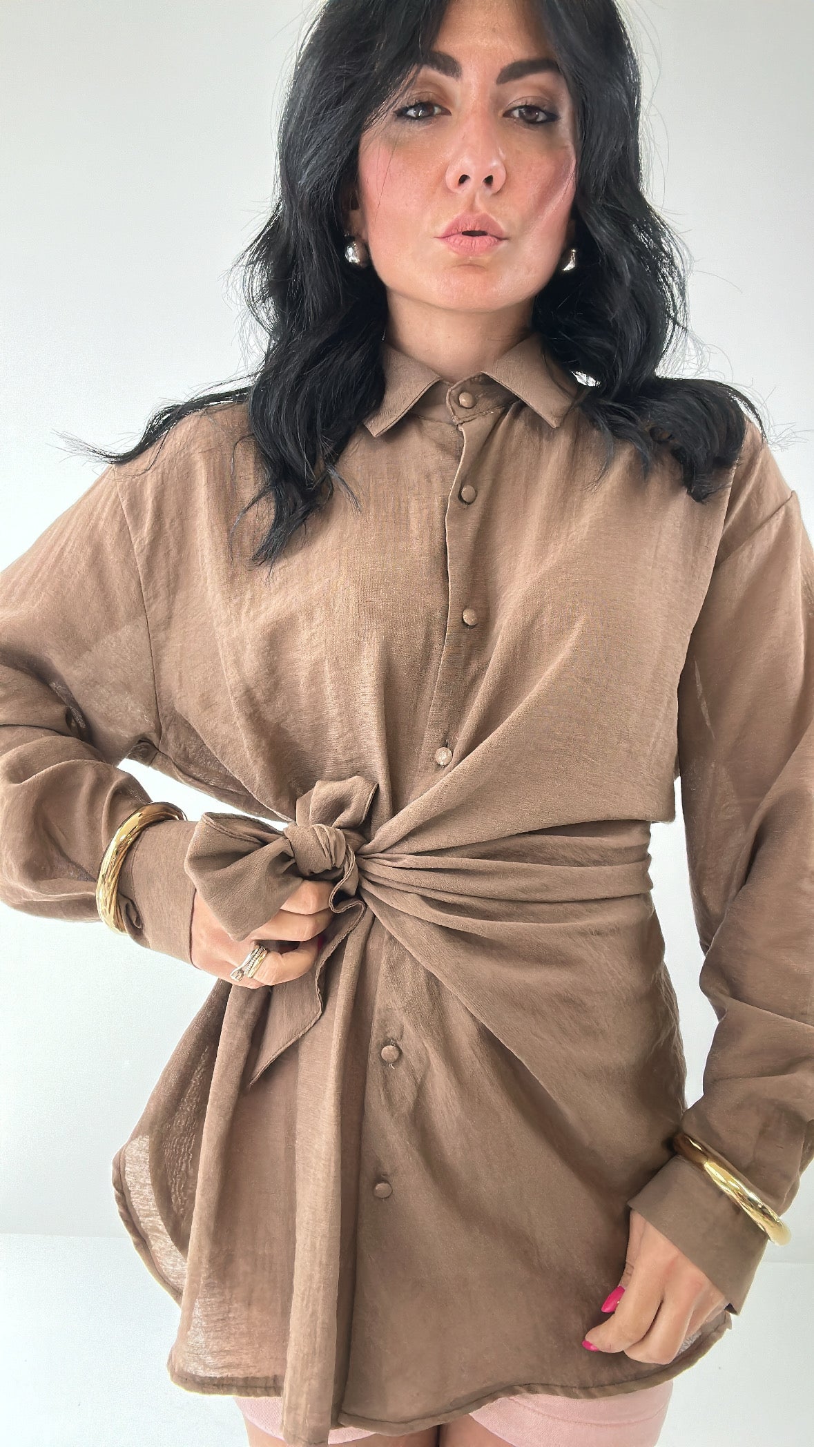 Camicia FIOCCO LATERALE - MARRONE