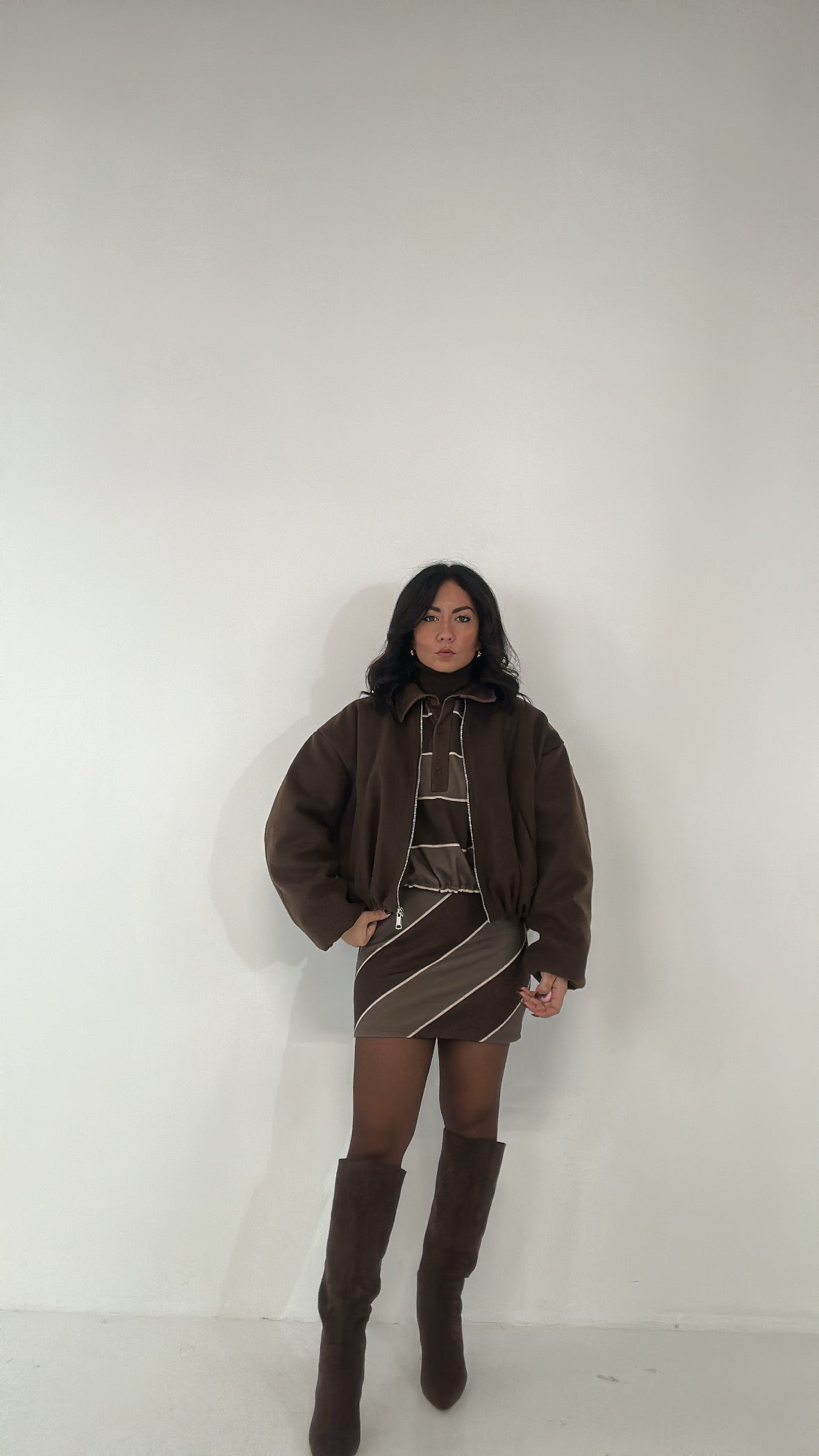 Bomber IN PANNO TRAPUNTATO - MARRONE