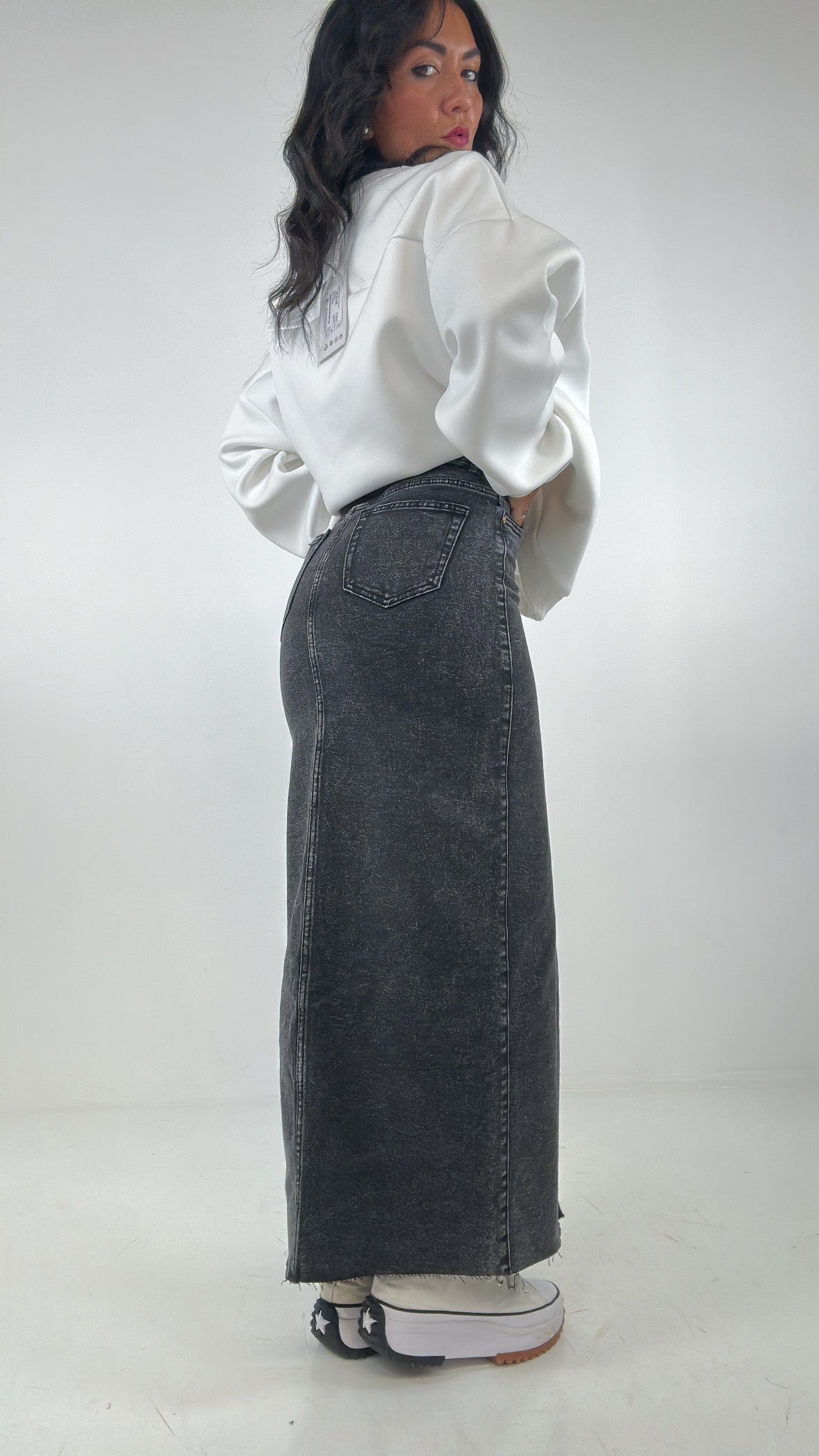 Gonna LUNGA JEANS - NERO