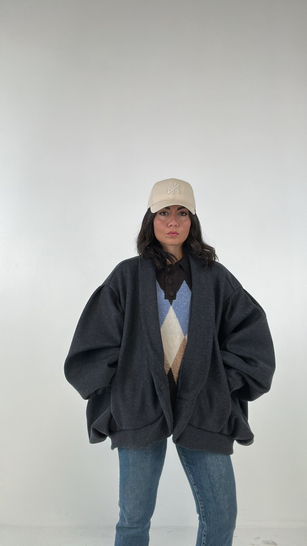 Cappotto OVER SCIALLATO - BLU