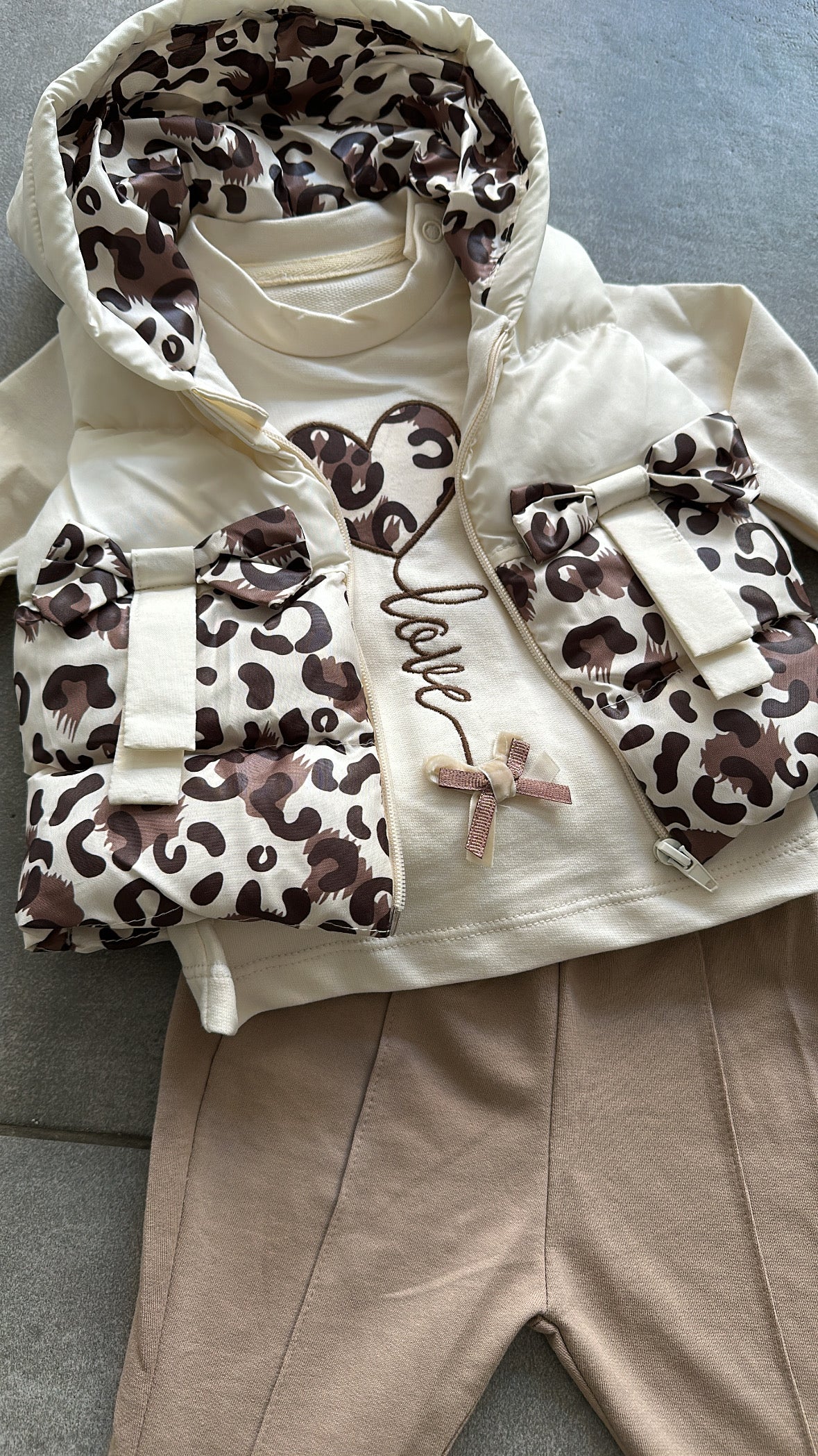 Cordinato CON GILET MACULATO 9-18M - PANNA
