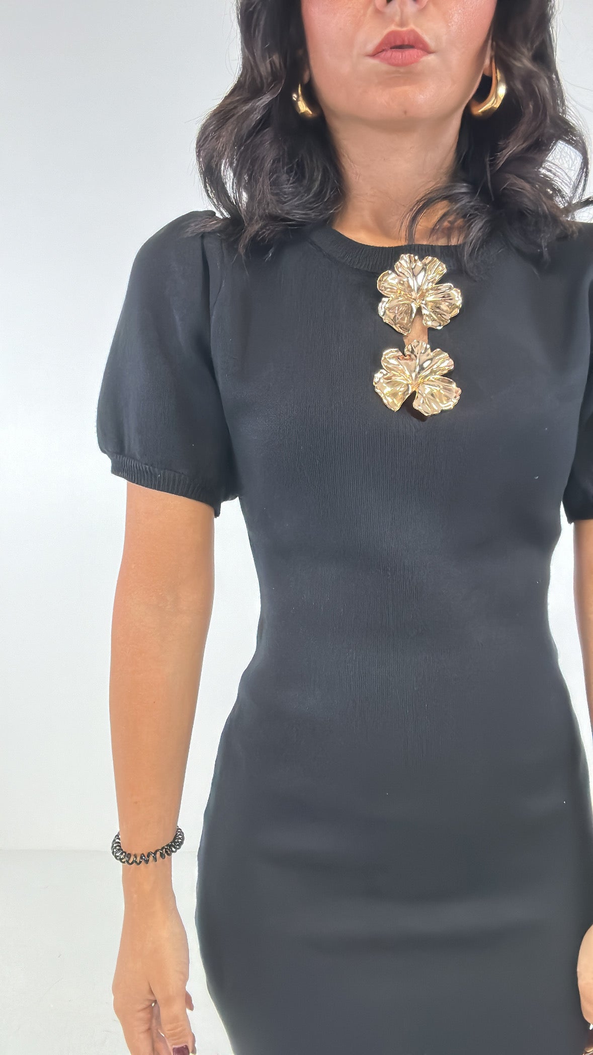 Abito in maglia DETT. ORO - NERO