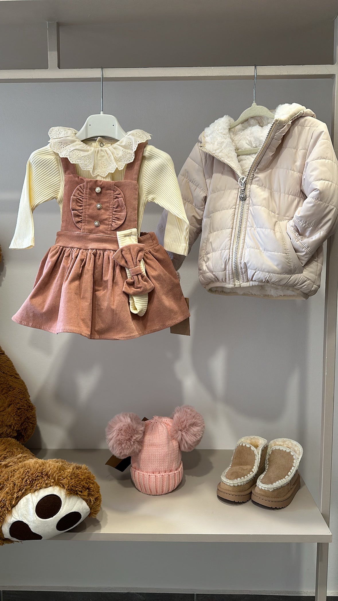 Completo SALOPETTA VELLUTO 9-24M - ROSA