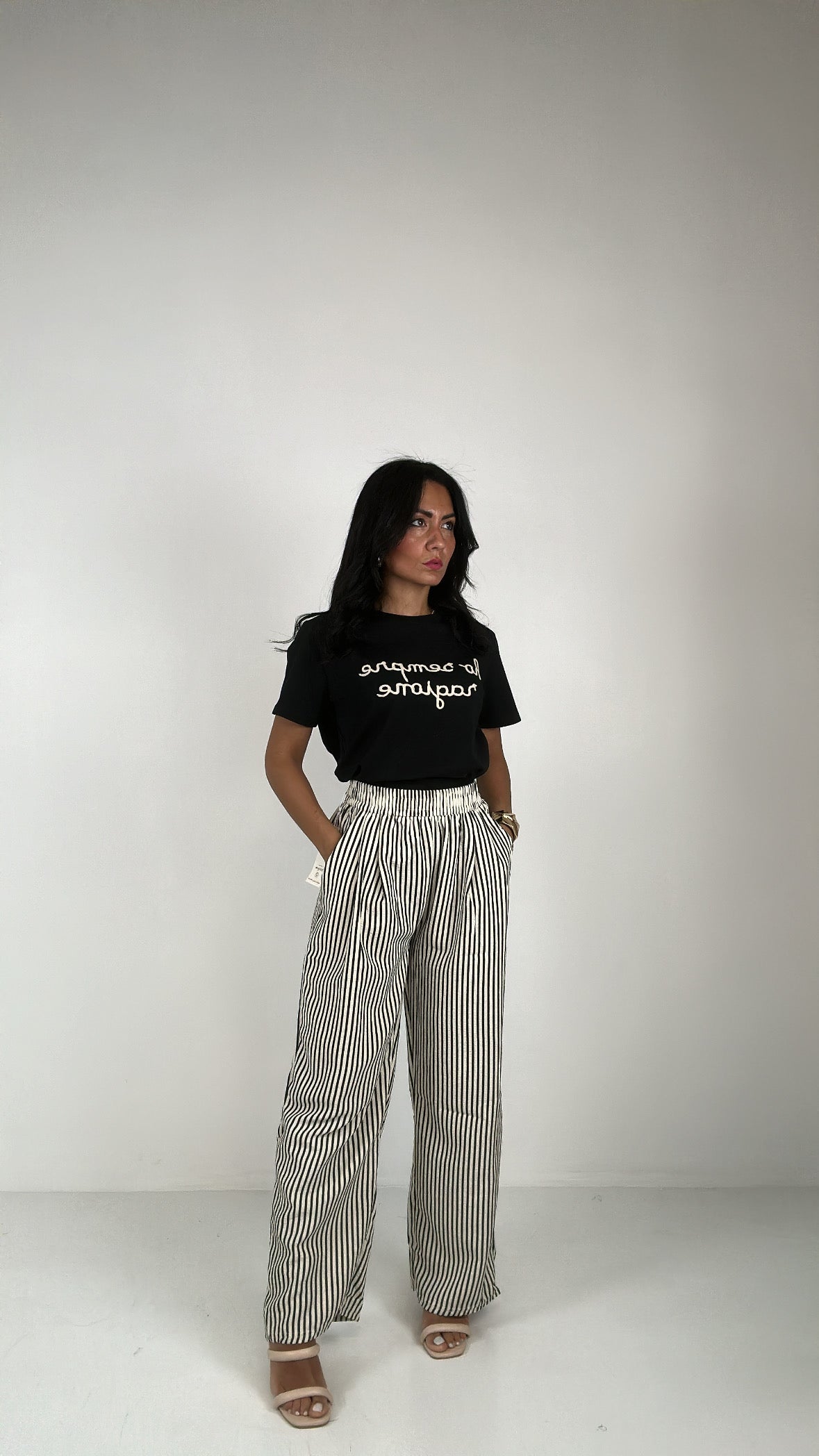 Pantalone RIGATO - NERO