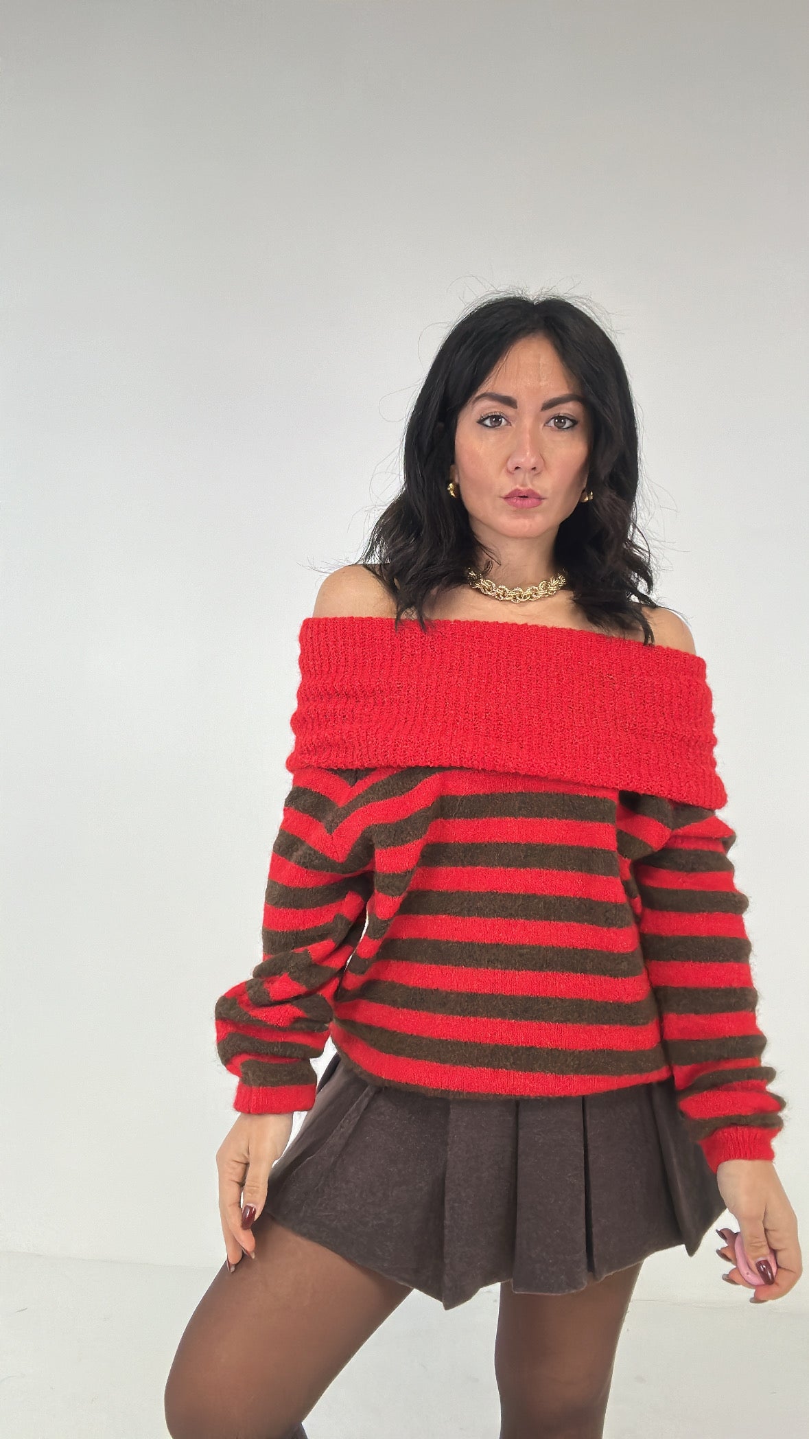 Pull BARCA A RIGHE - ROSSO