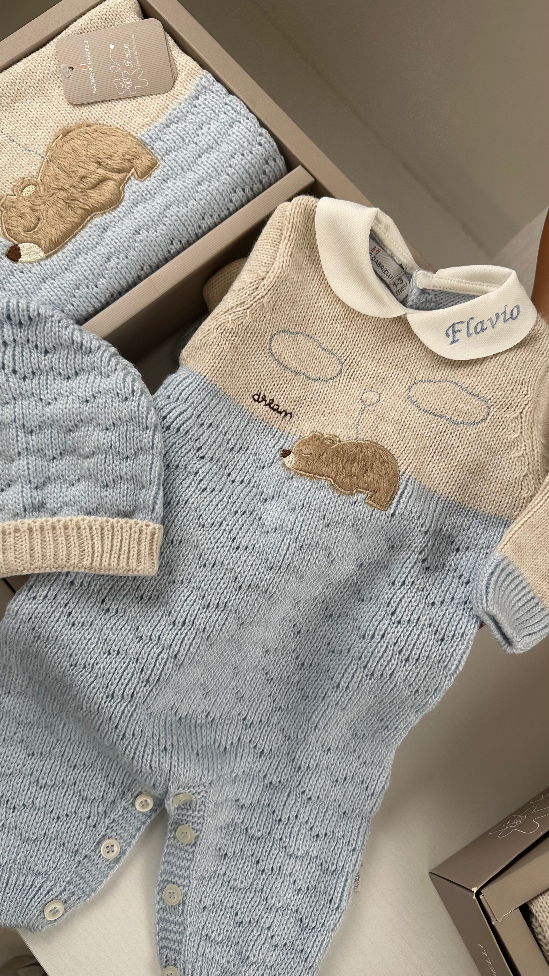Set NASCITA INVERNALE ORSETTO - AZZURRO