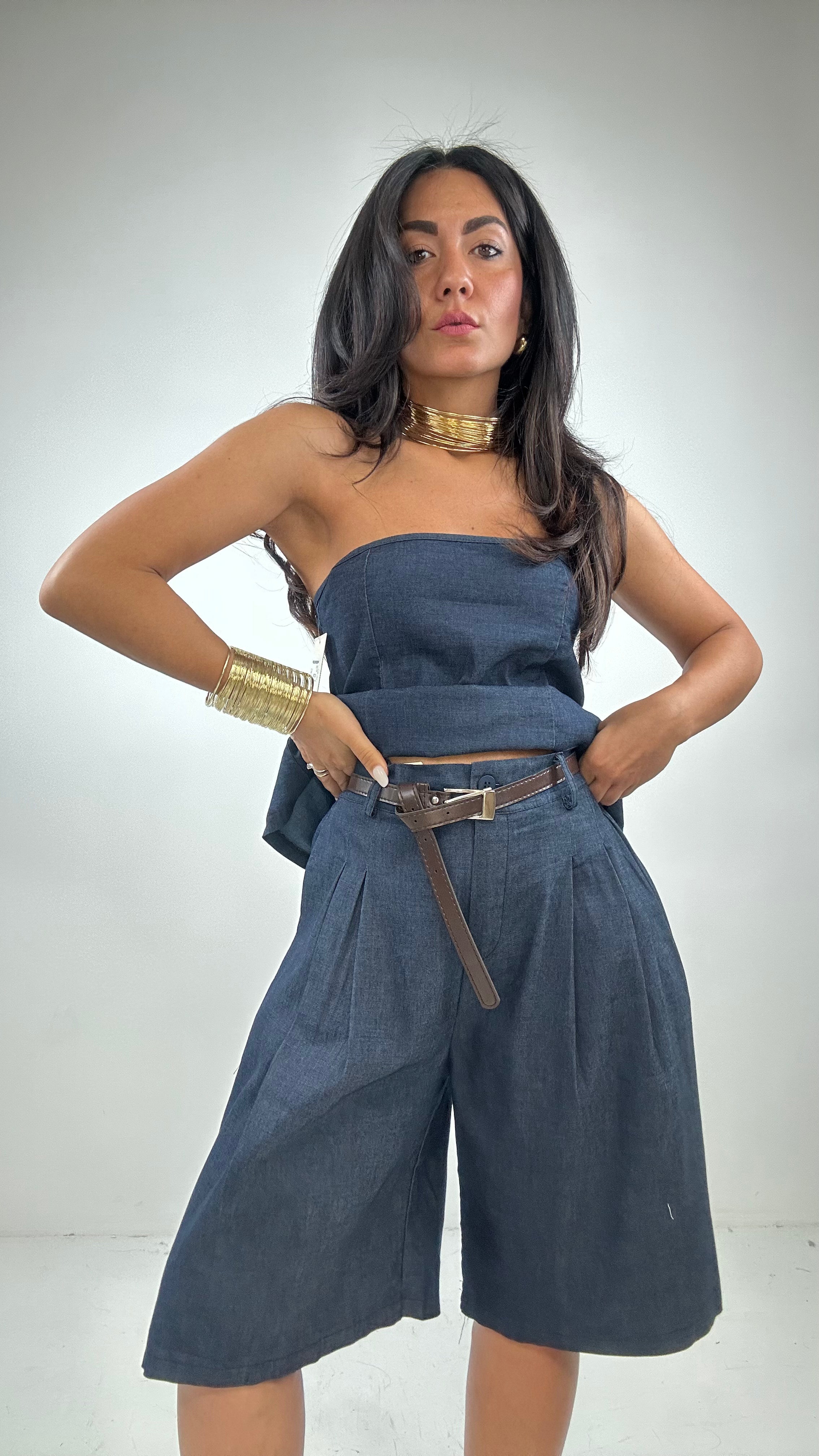 Completo CON FASCIA DENIM - BLU