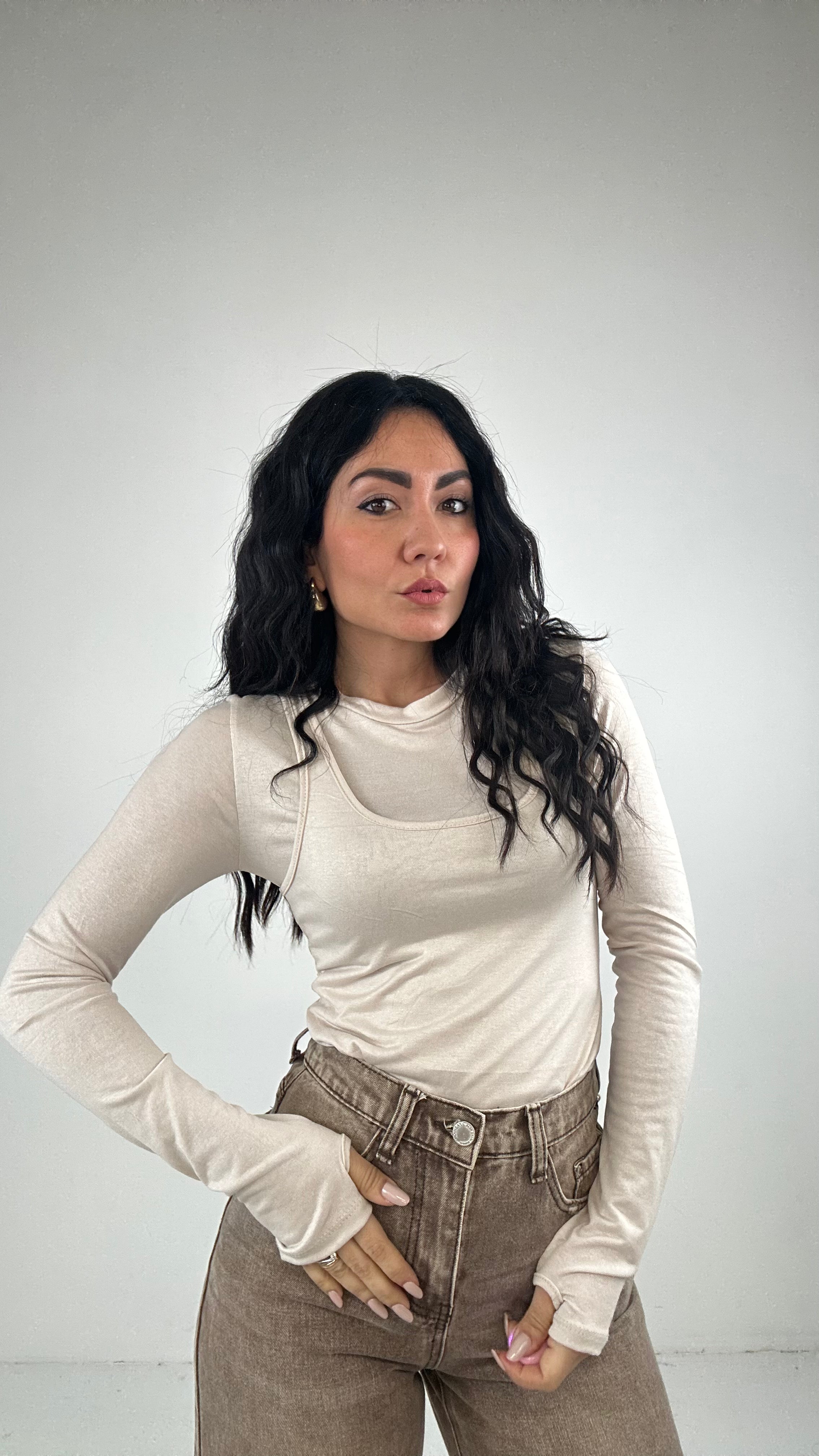 Maglia E CANOTTA - BEIGE