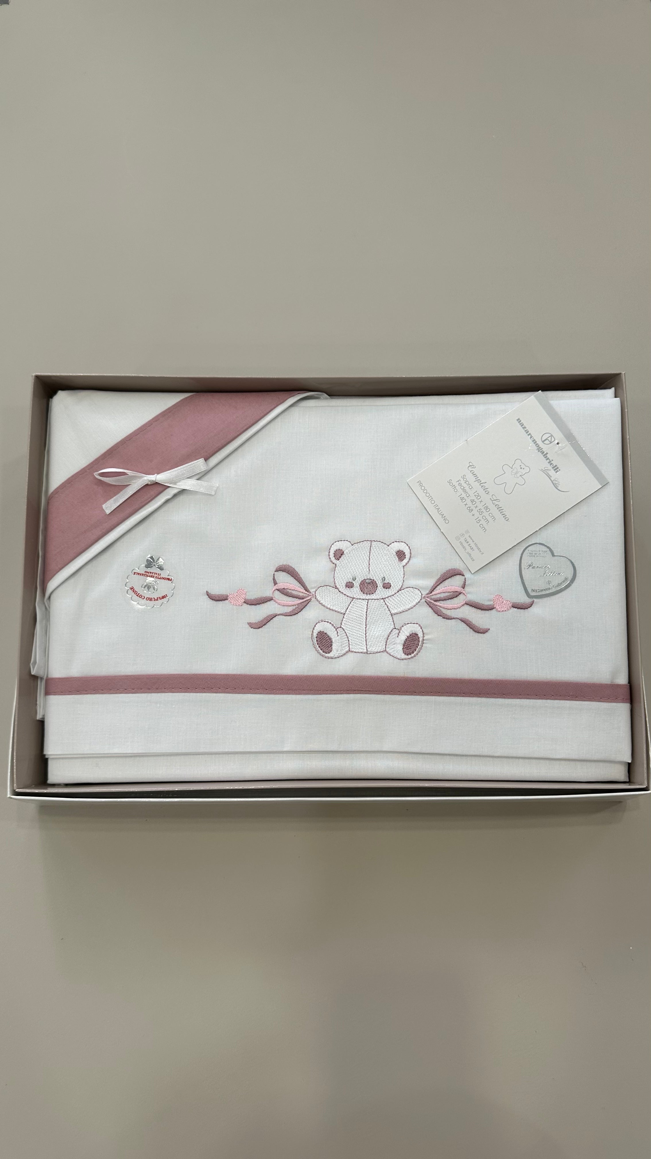 Lenzuola CULLA ORSETTO NASTRO CM 120x180 - ROSA