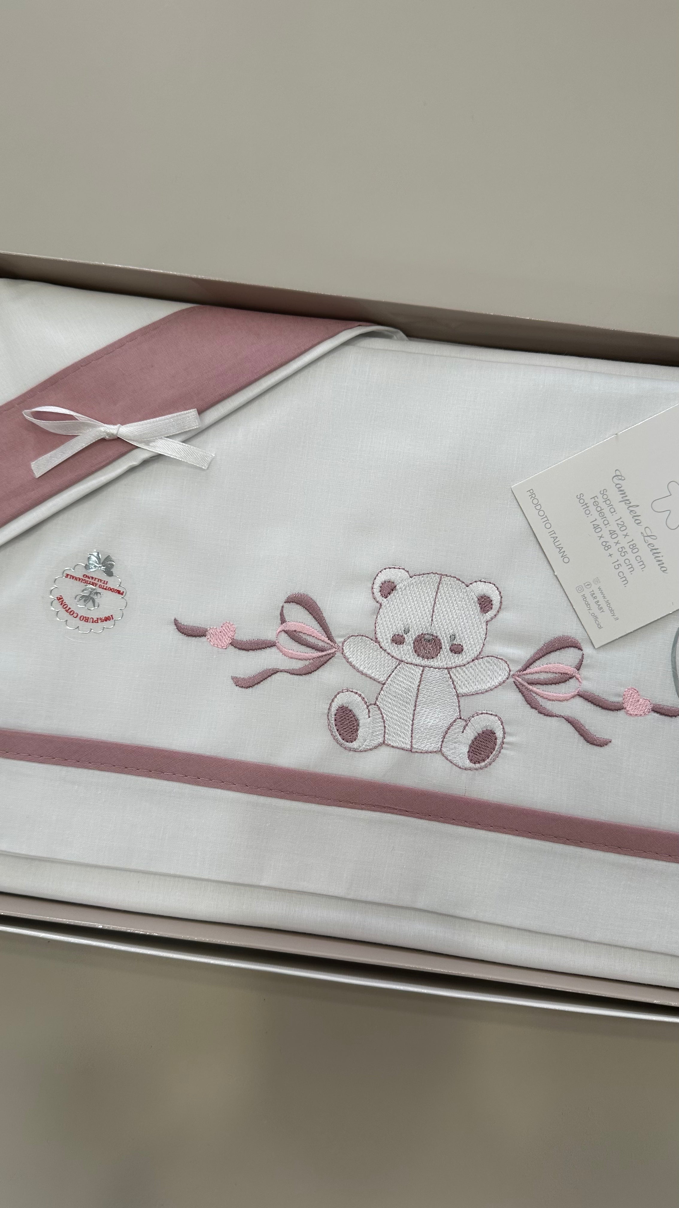 Lenzuola CULLA ORSETTO NASTRO CM 120x180 - ROSA