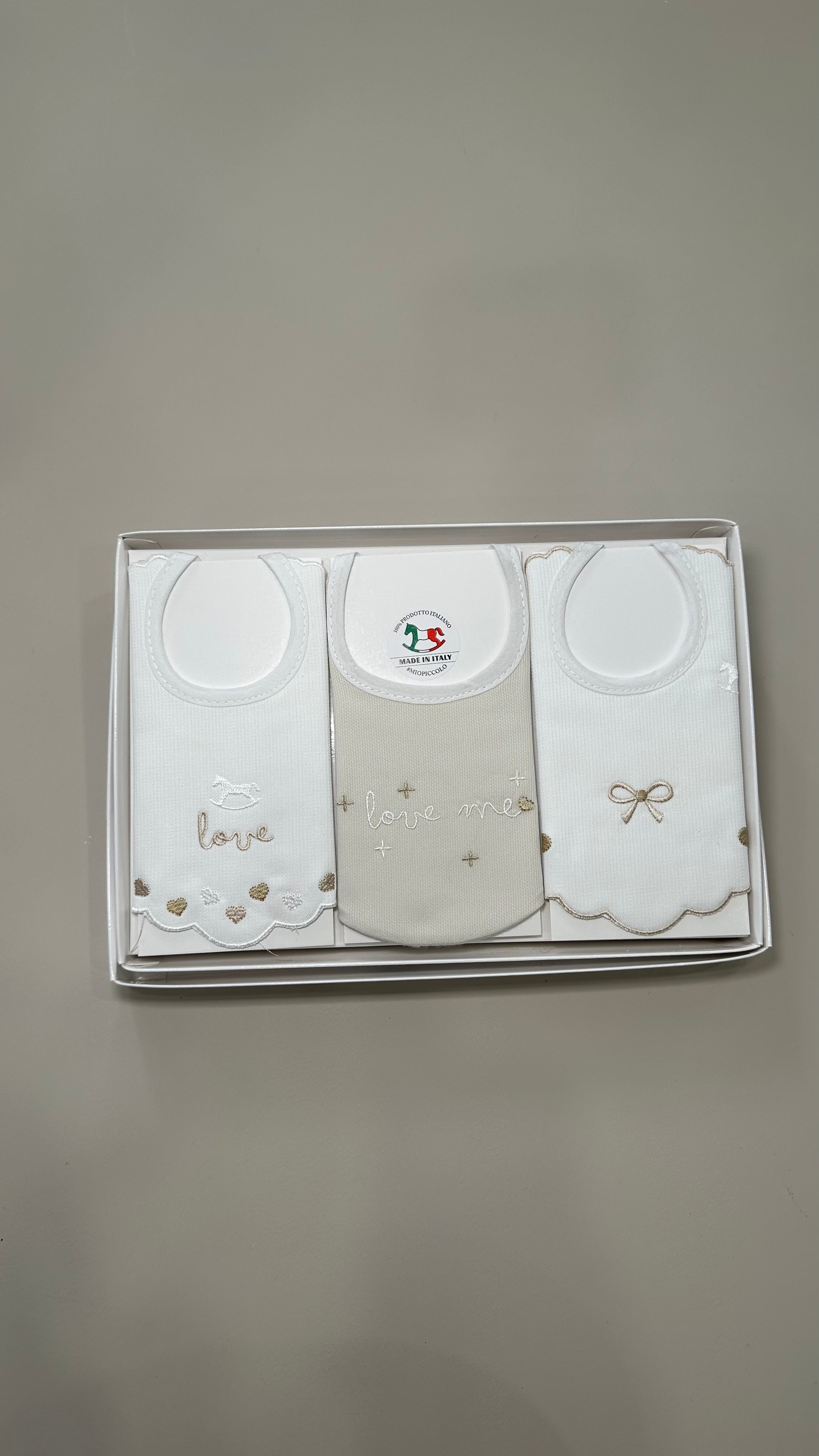 Tris BAVAGLINI RICAMATI - BEIGE