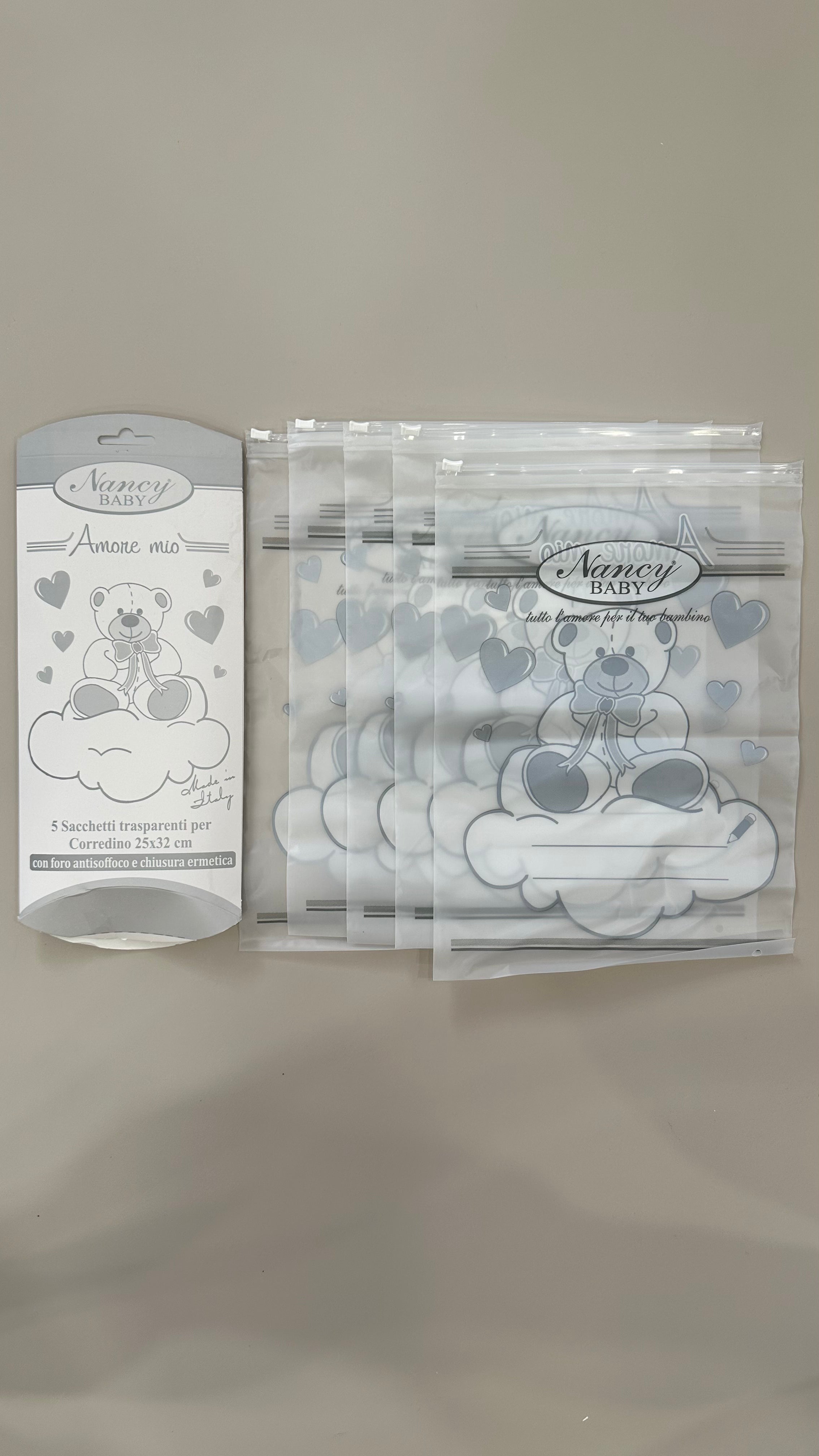 Set 5 SACCHETTI PER CORREDINO - GRIGIO