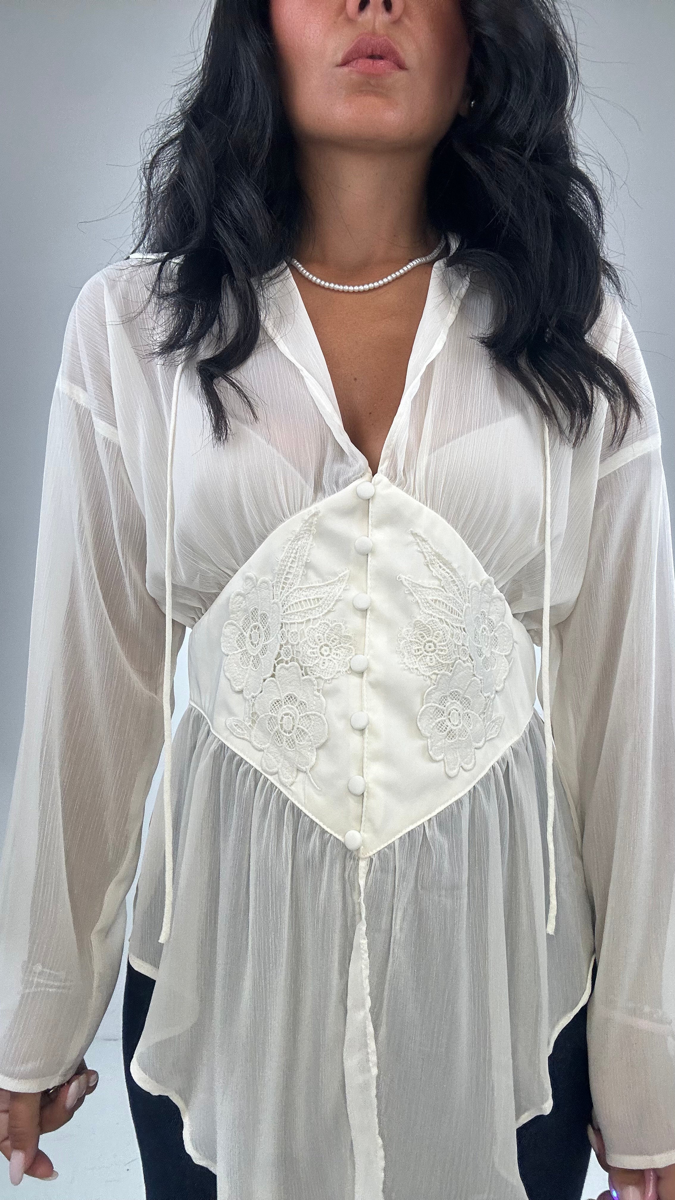 Camicia FINTO CORPETTO - PANNA