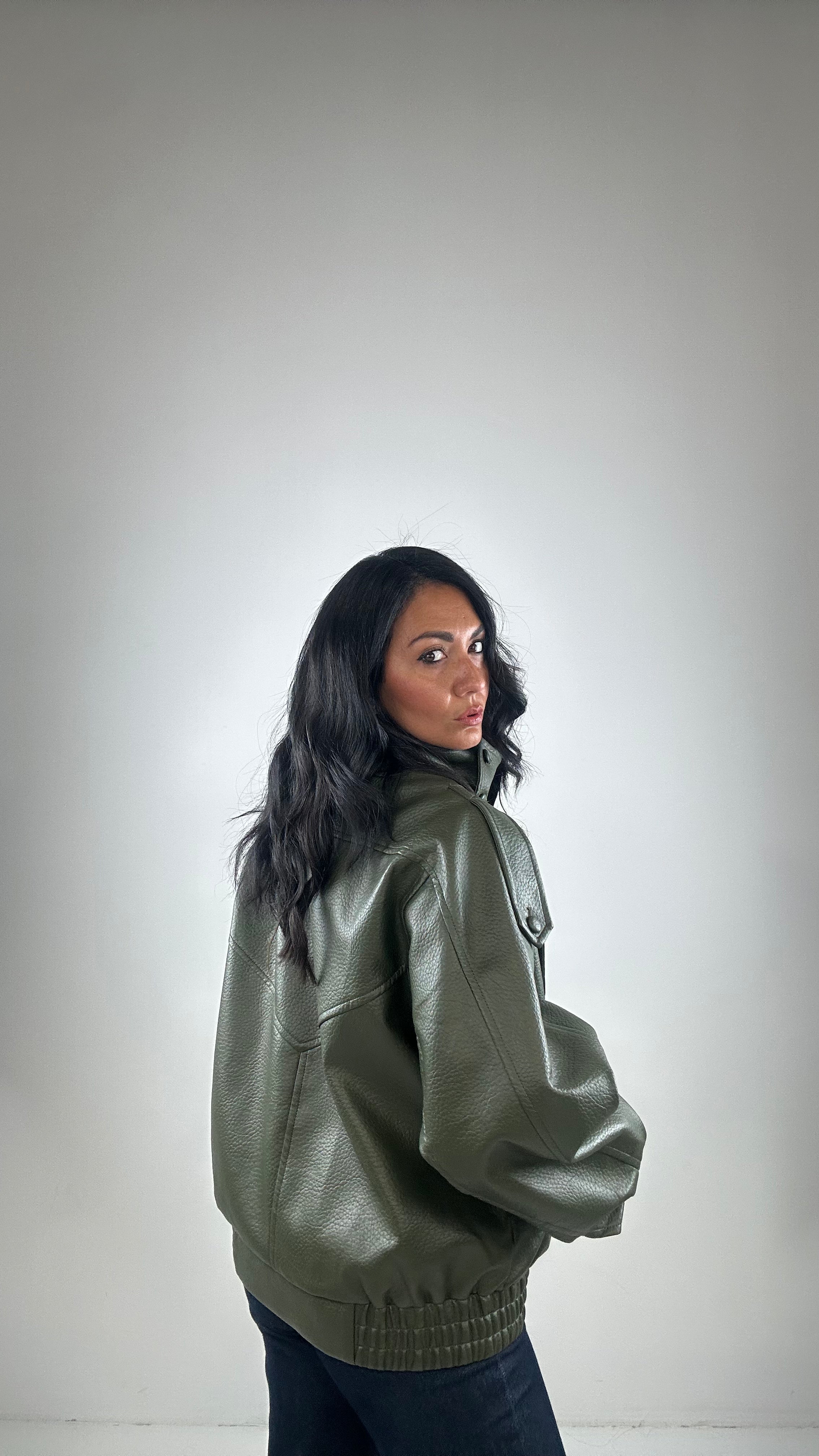 Giubbino ECOPELLE LONDON - VERDE MILITARE