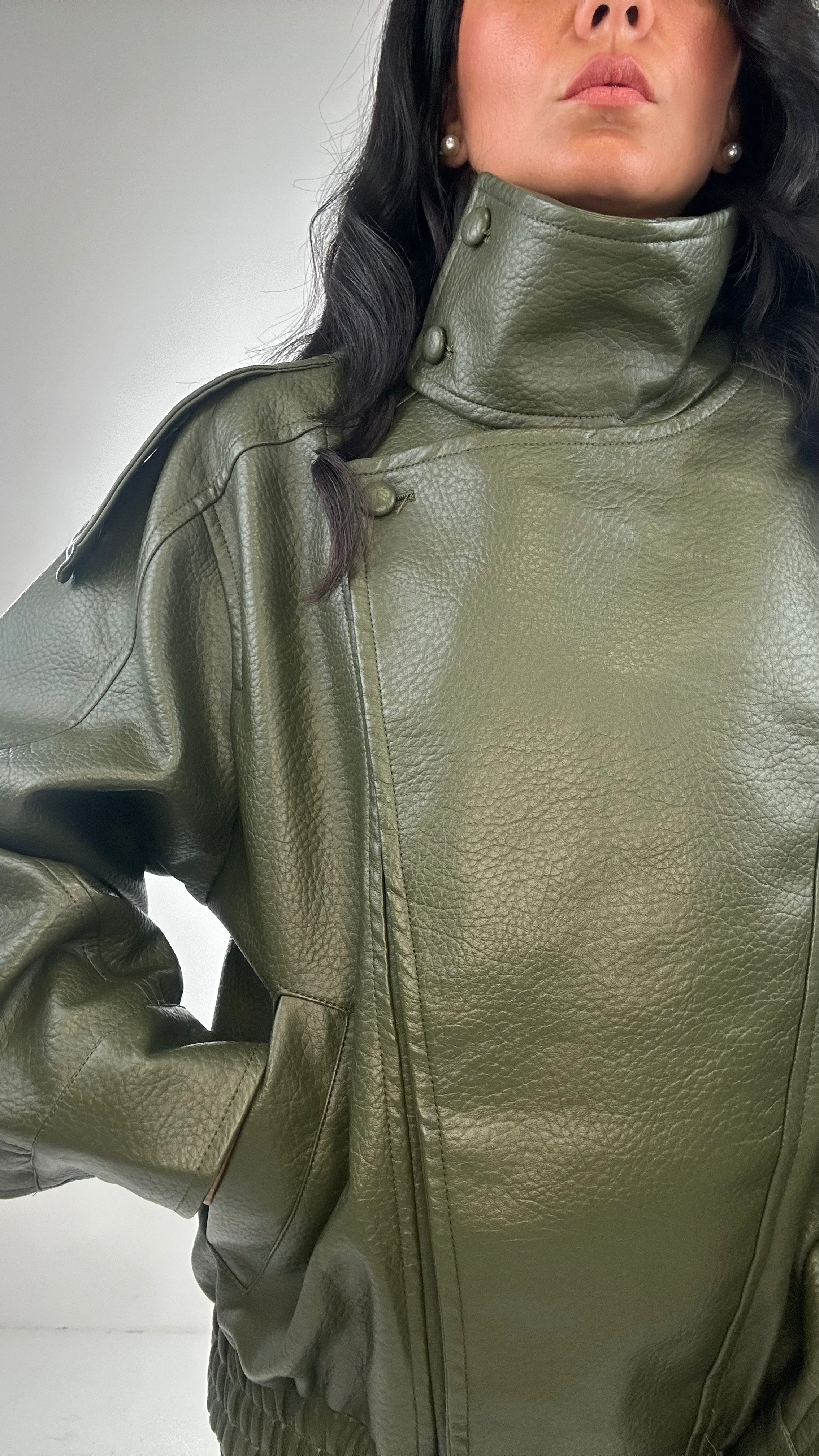 Giubbino ECOPELLE LONDON - VERDE MILITARE