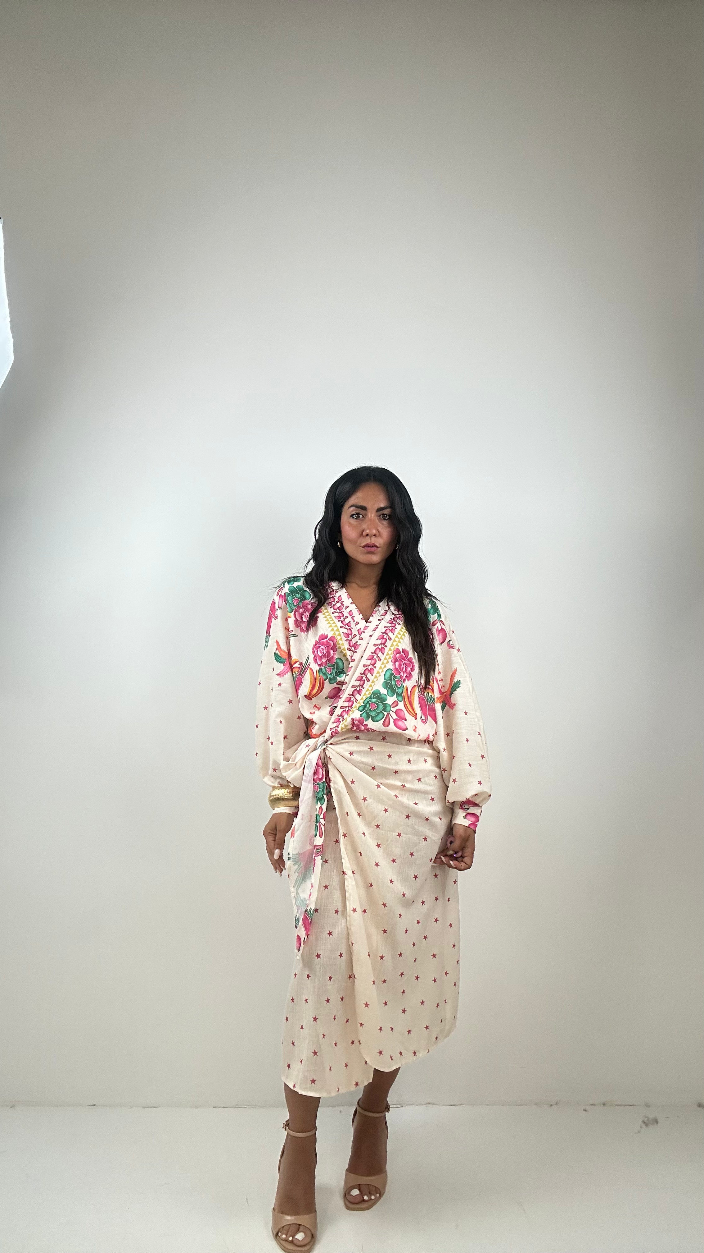 vestito PORTAFOGLIO MIDI - BIANCO