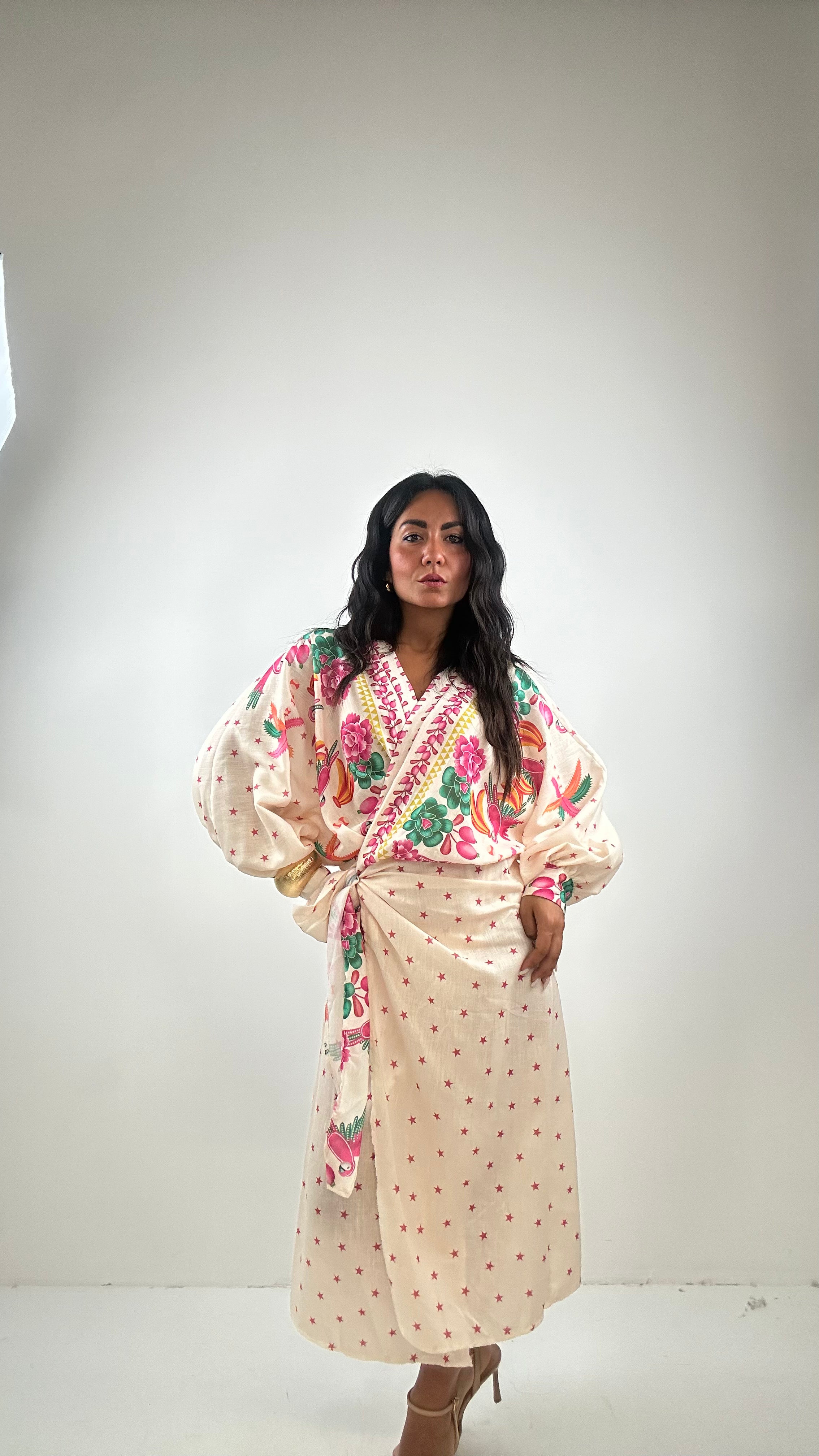 vestito PORTAFOGLIO MIDI - BIANCO