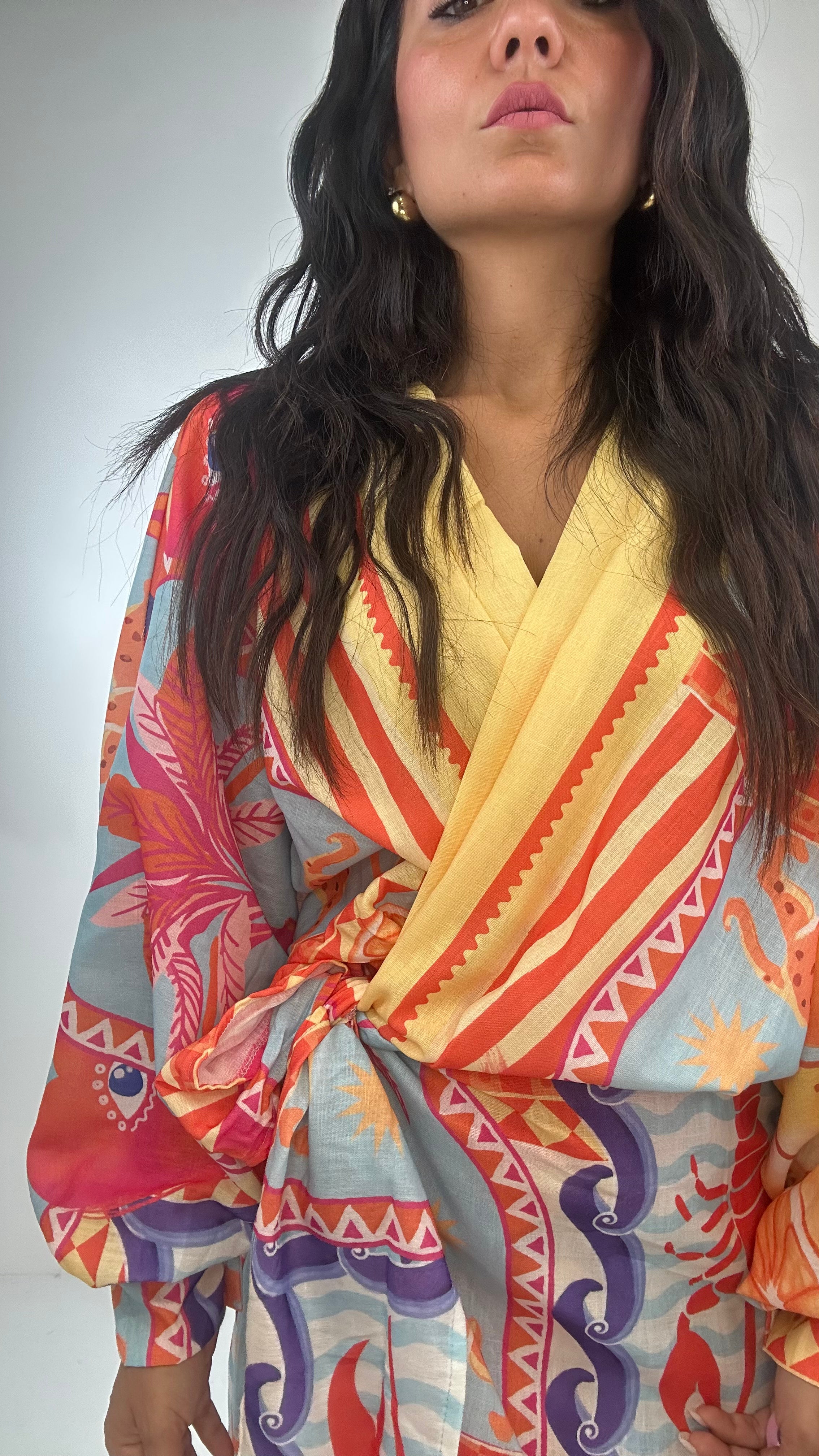 vestito PORTAFOGLIO MIDI - ARANCIO