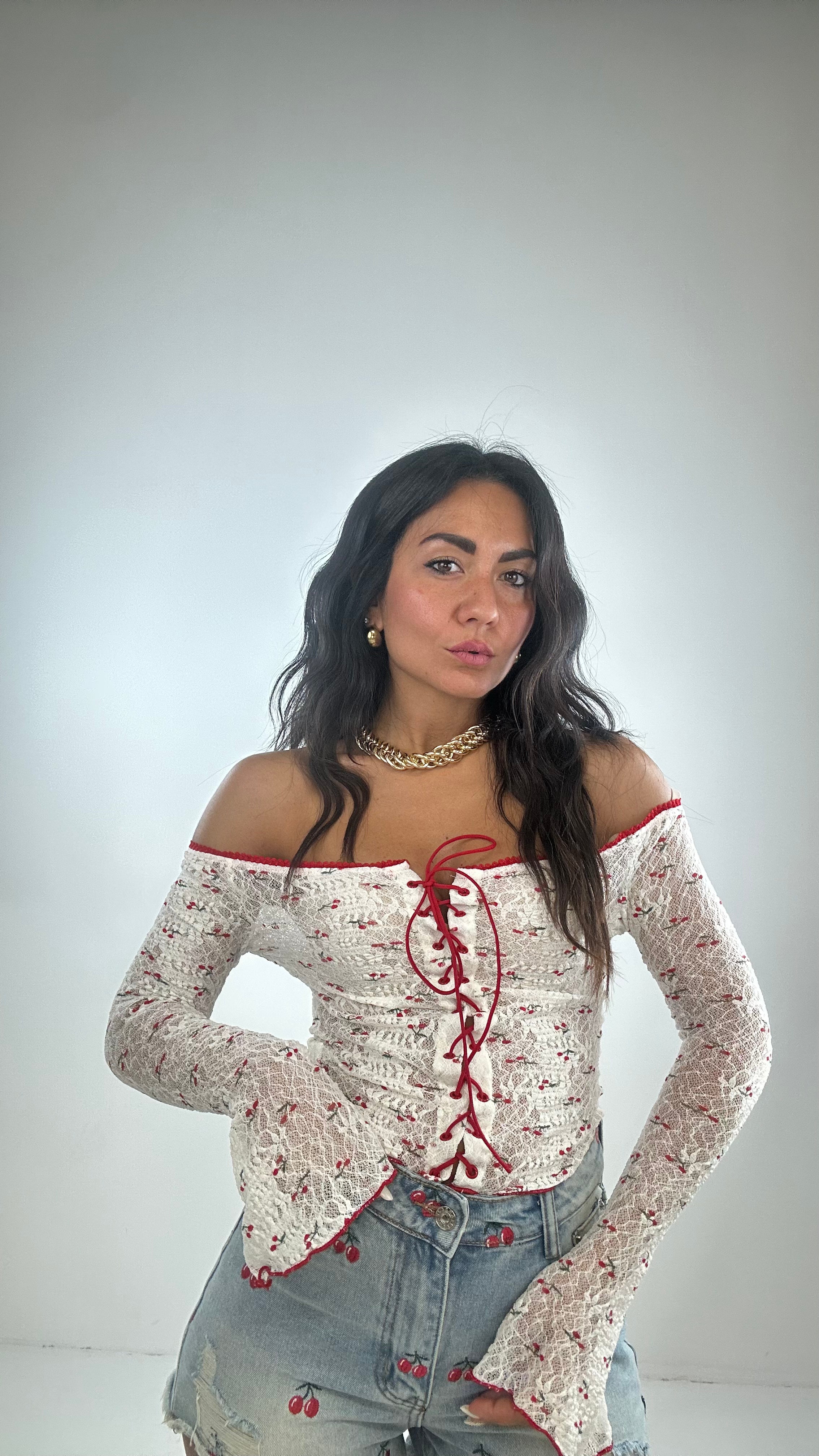 Top LACCETTI - ROSSO
