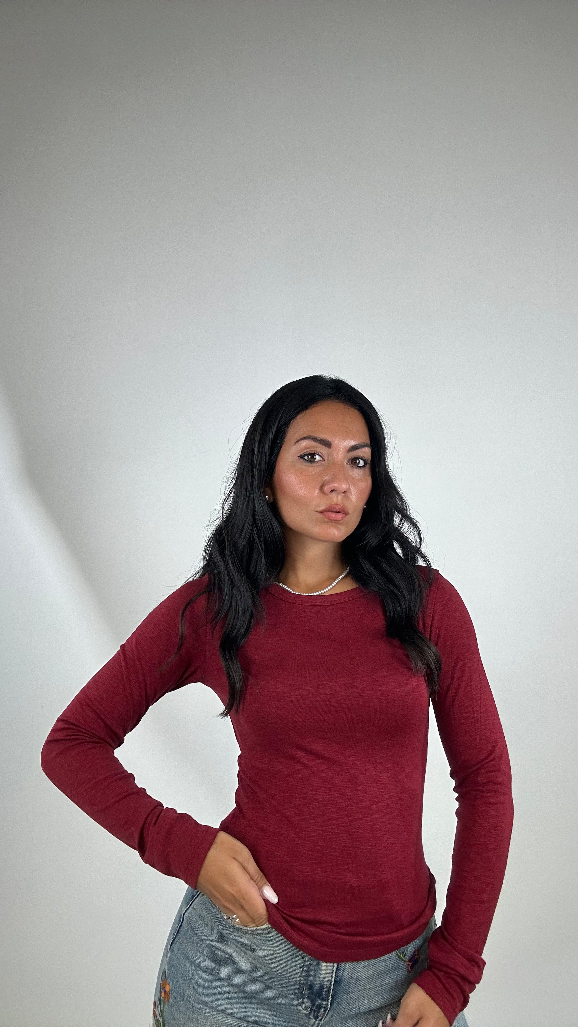 Maglia MANICA LUNGA BASIC SLIM - BORDEAUX
