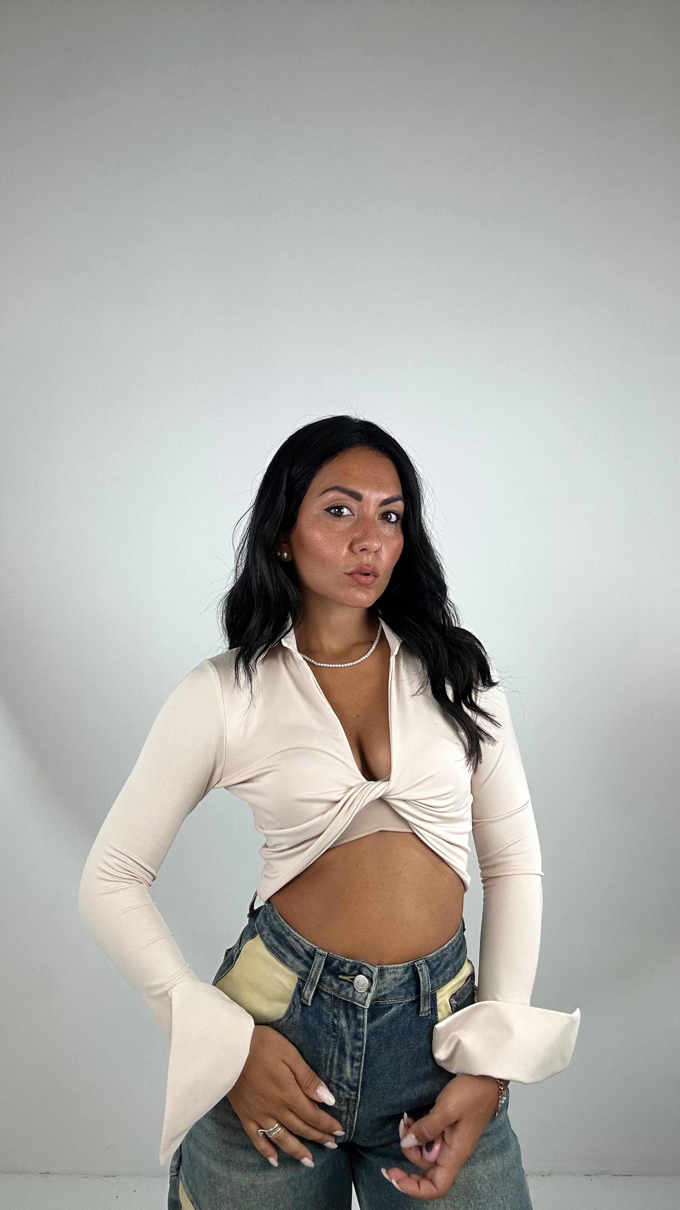 Top CAMICIA INTRECCIO - BEIGE