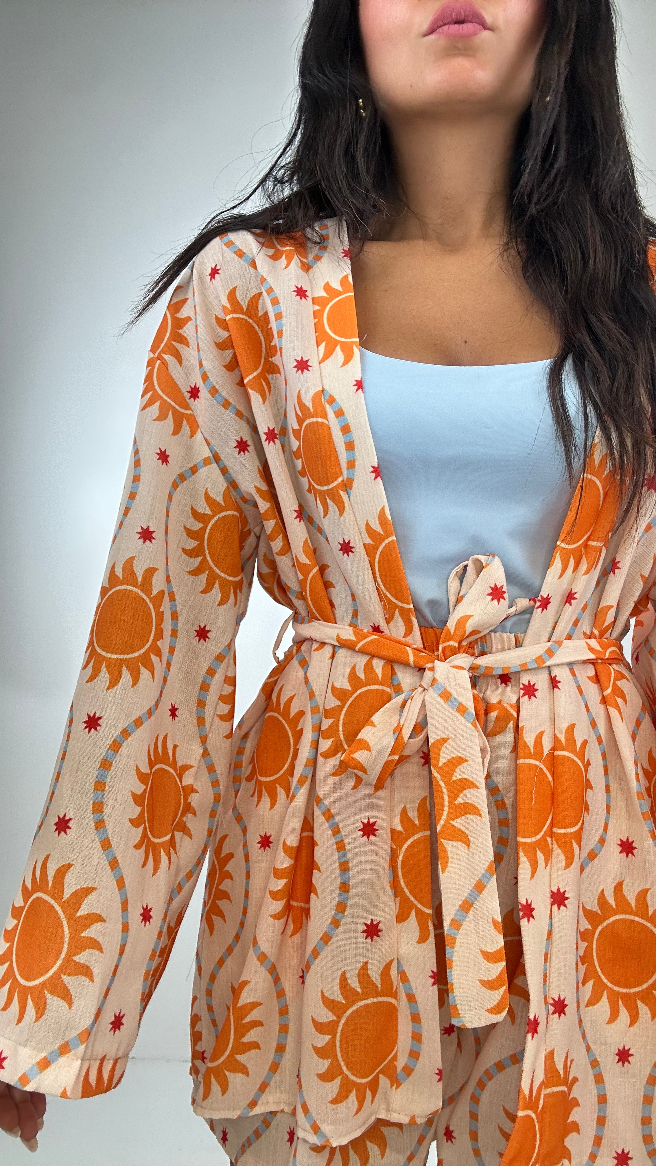 Completo KIMONO E SHORTS - ARANCIO