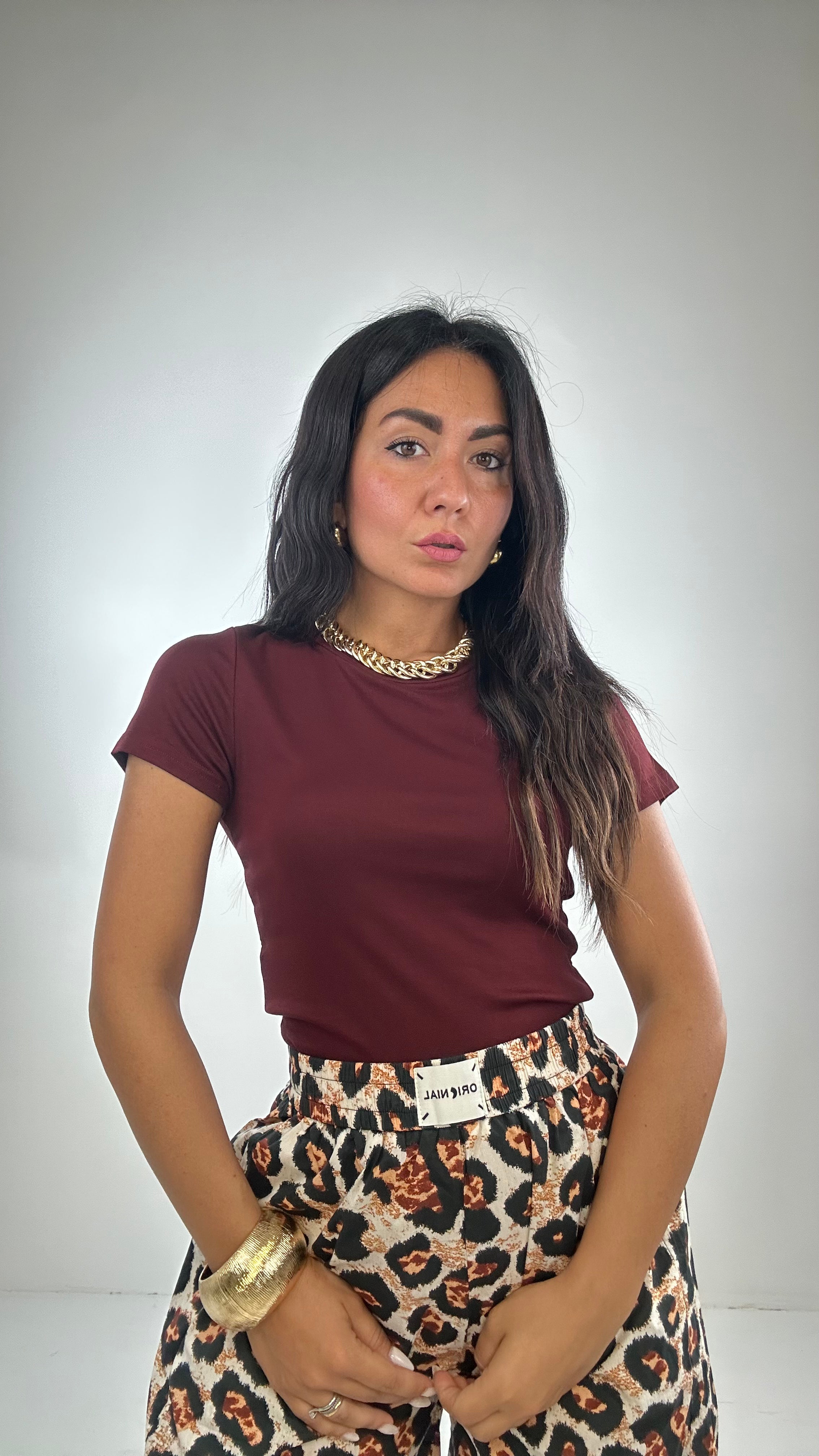 T-shirt CROP SLIM - BORDEAUX