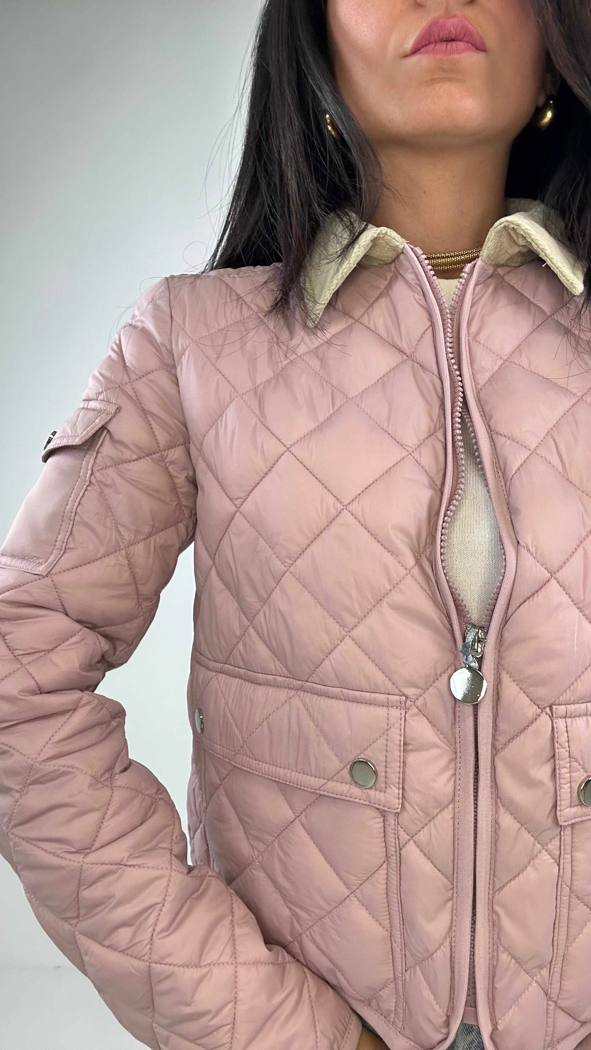 Giubbino TRAPUNTATO CON COLLO IN VELLUTO - ROSA