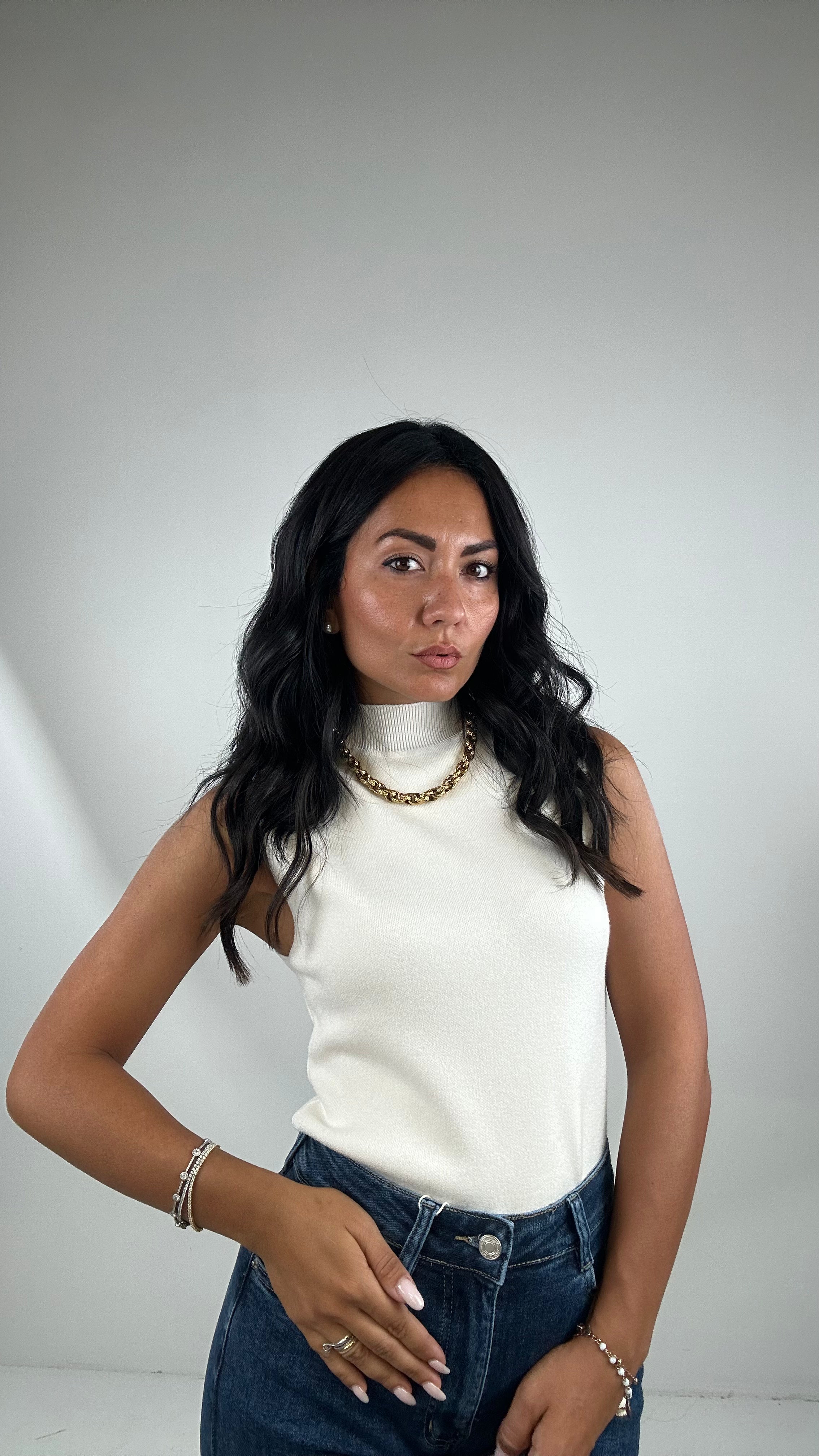 Top LUPETTO IN MAGLIA - CREMA