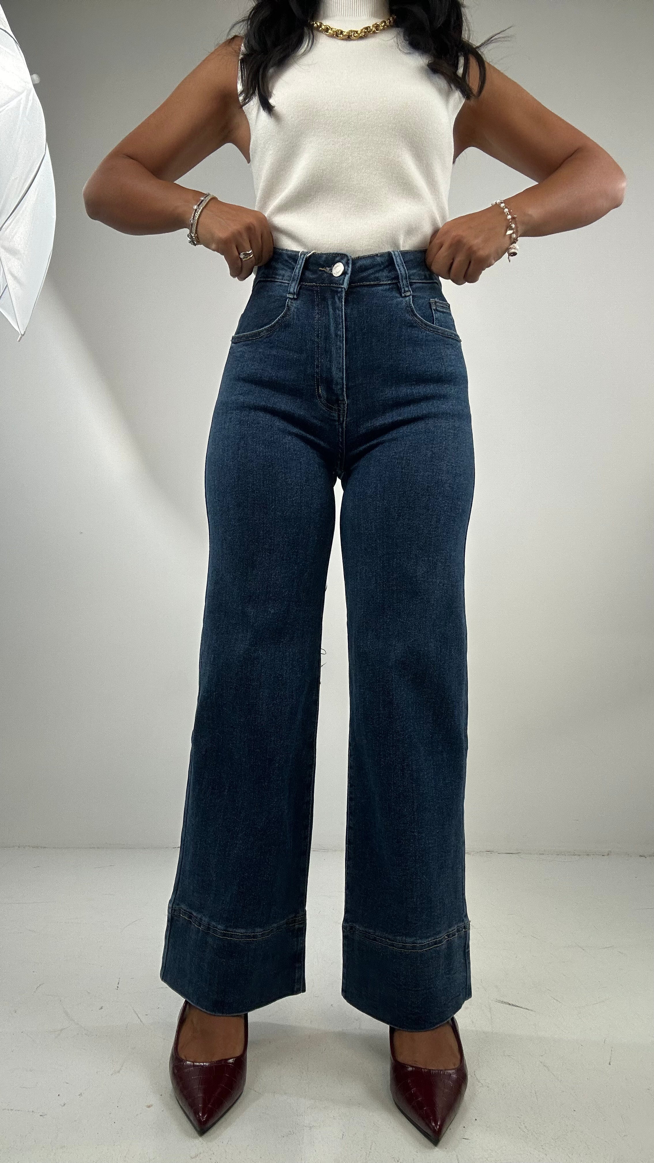 Jeans WIDELEG PIEGA BLUE - JEANS