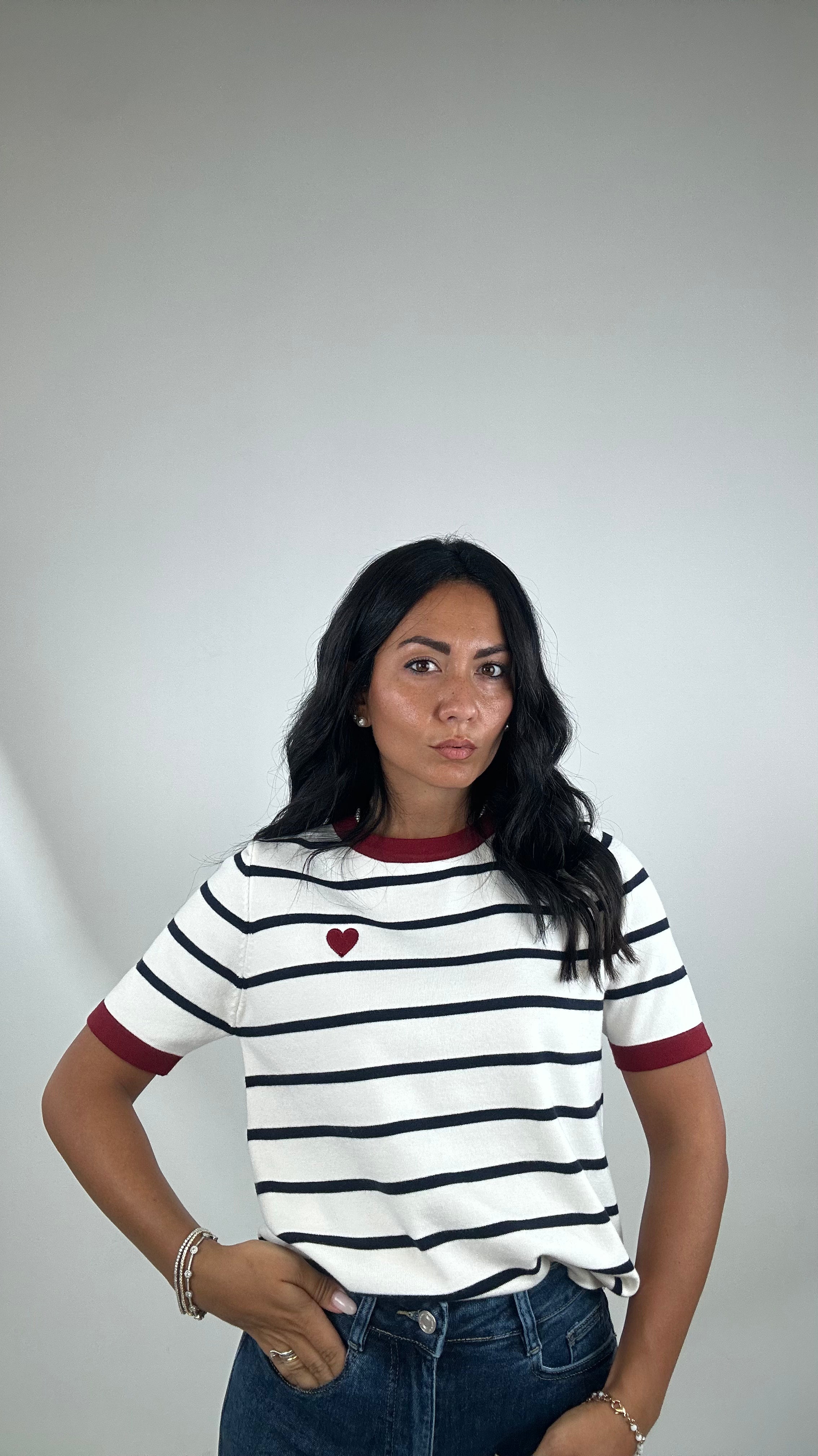 Maglia CUORICINO A RIGHE - BORDEAUX