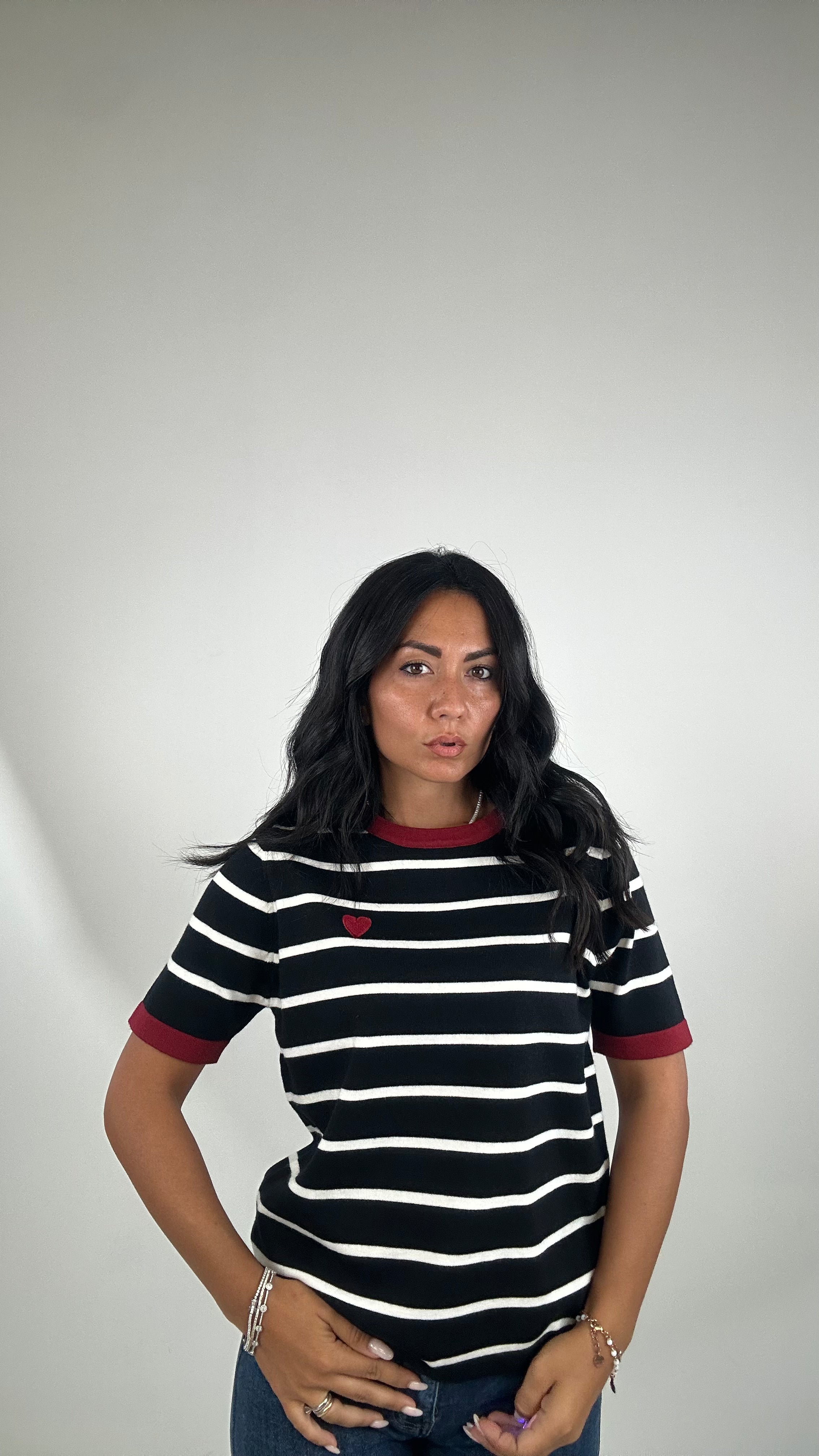 Maglia CUORICINO A RIGHE - NERO