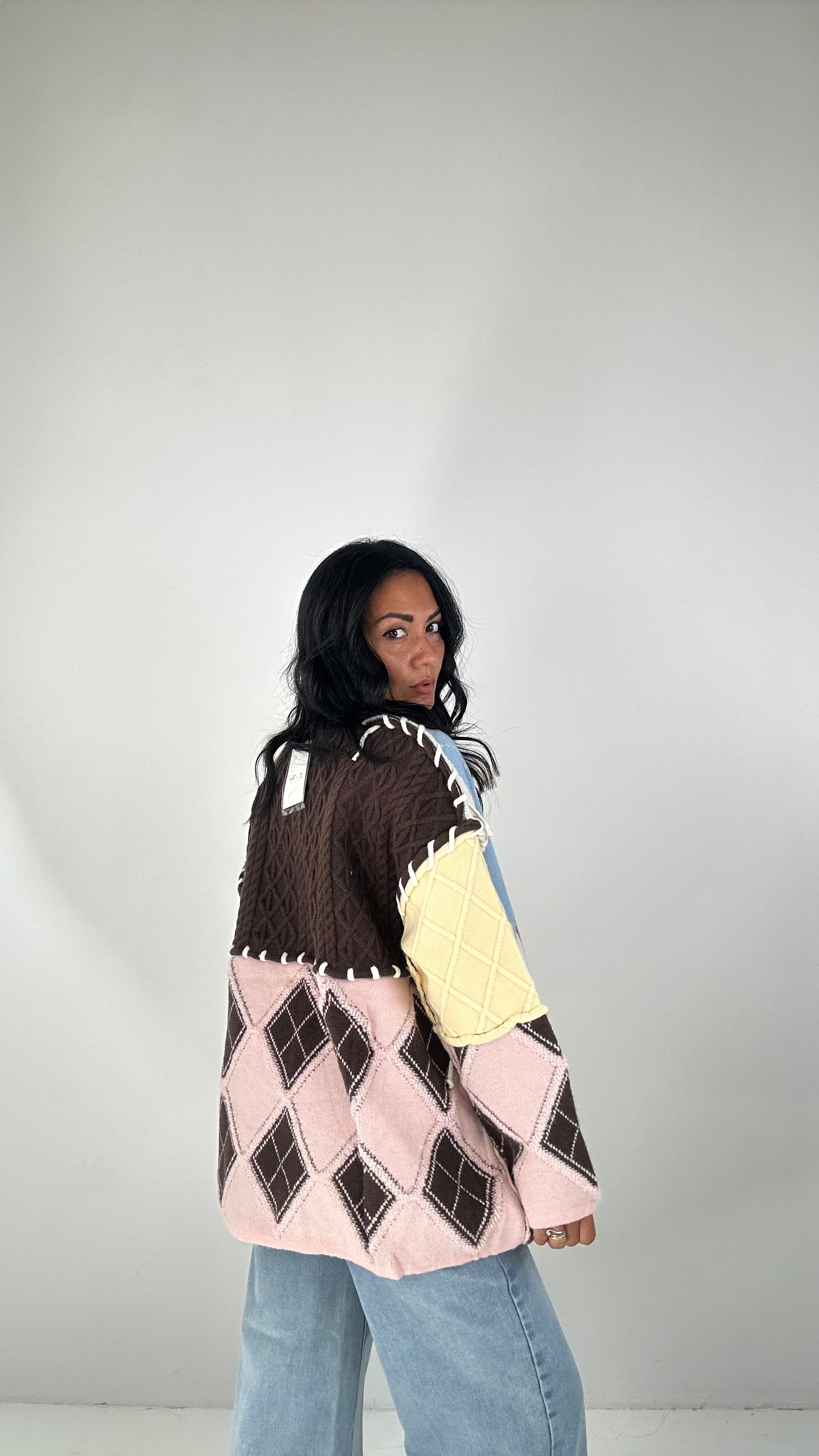Cardigan COLOR INTRECCIO - MARRONE
