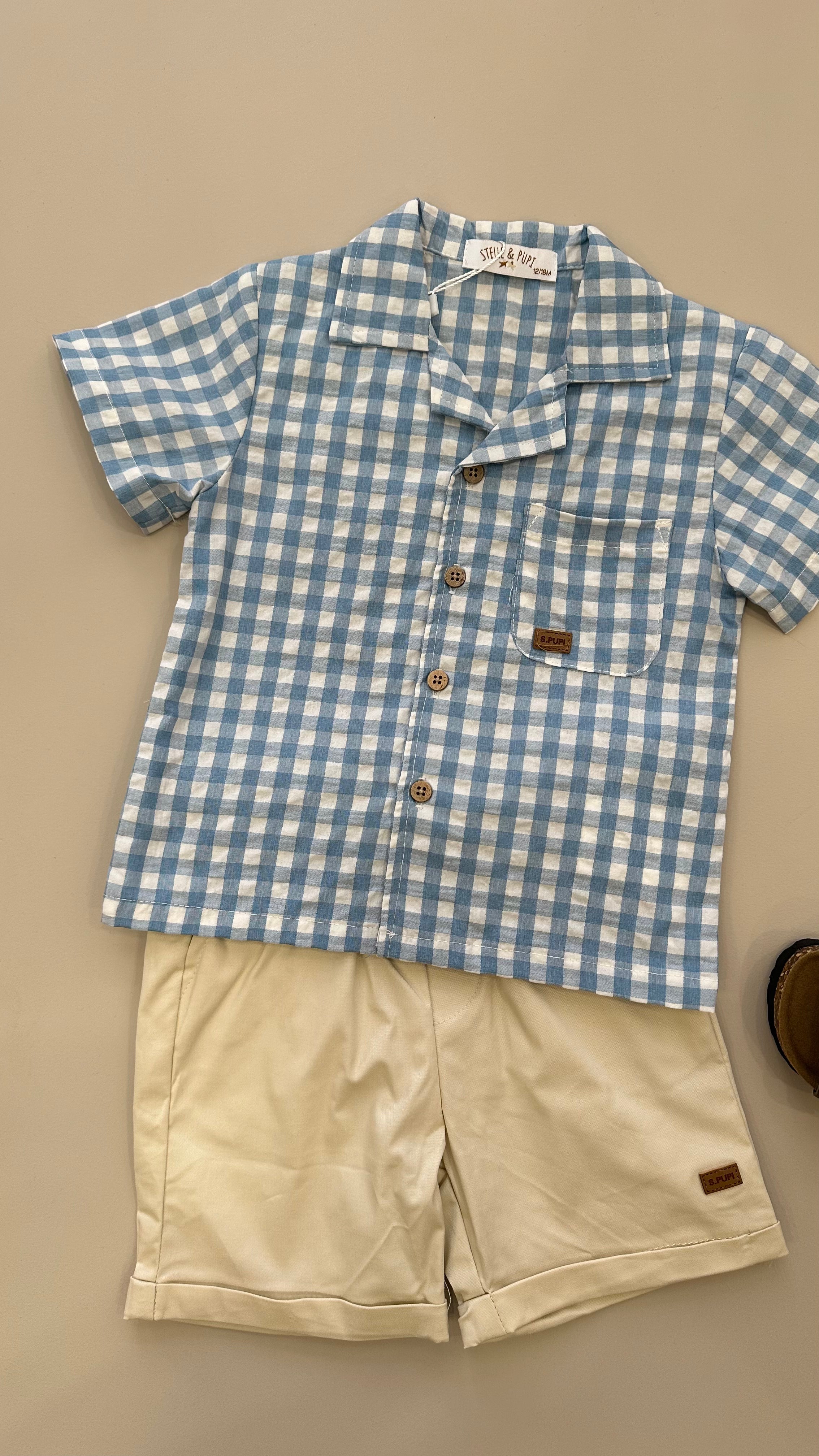 Completo QUADRETTI 12-36M - AZZURRO