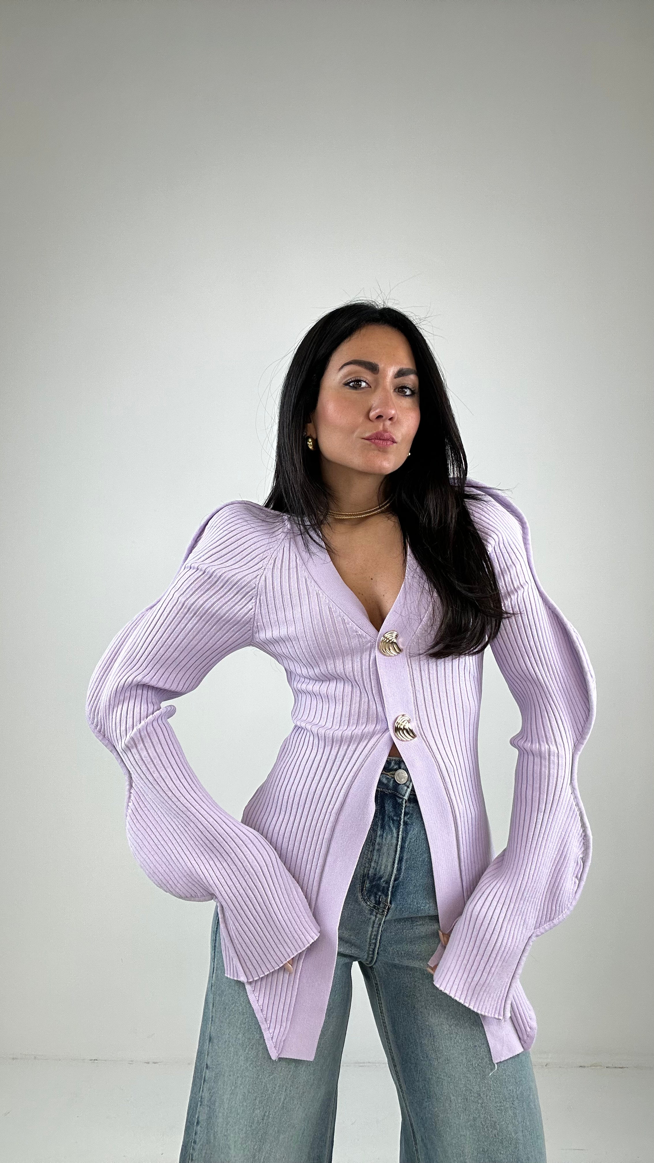 Cardigan MANICA ONDA - LILLA