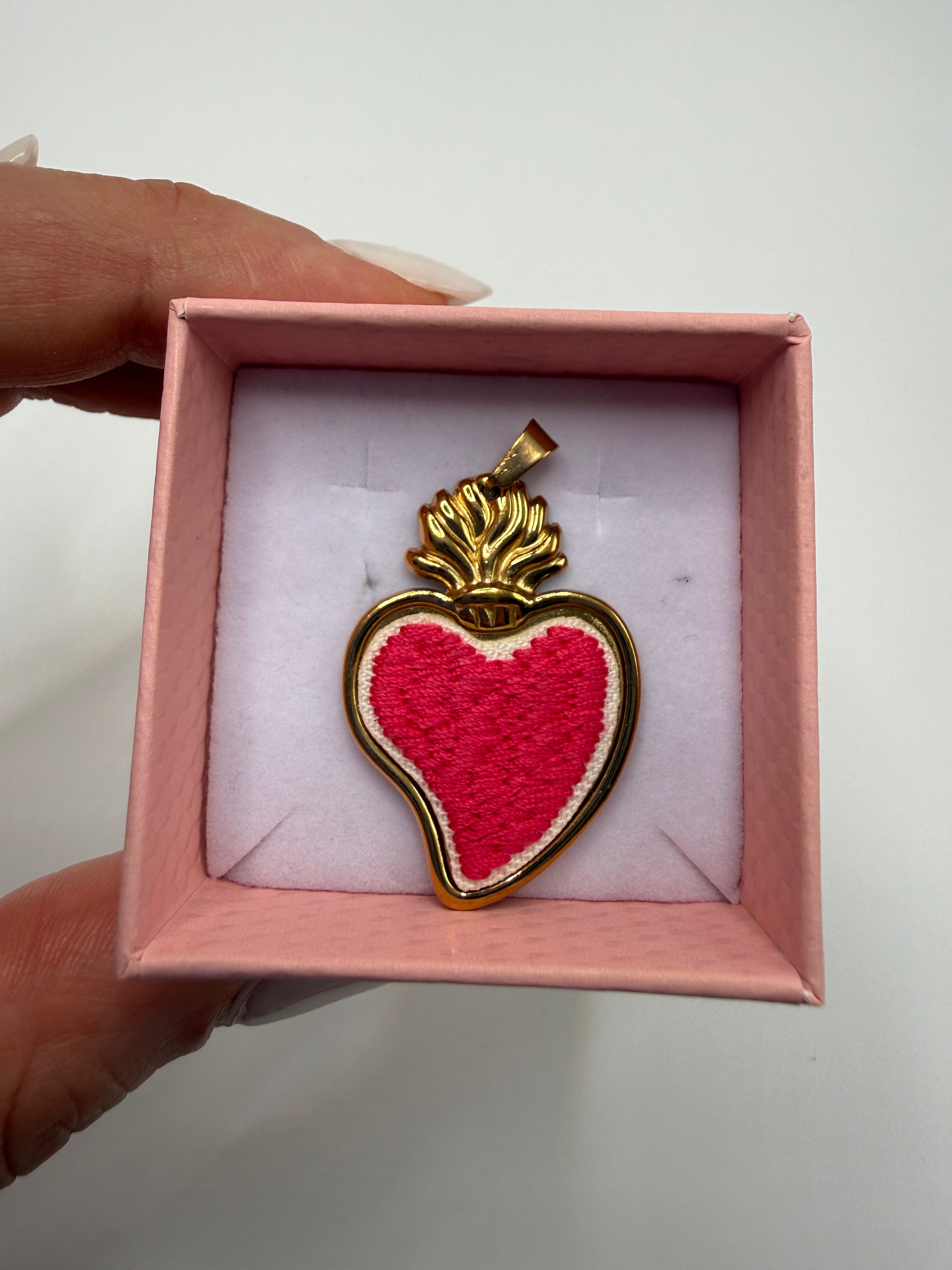Charm CUORE RICAMATO - FUCSIA