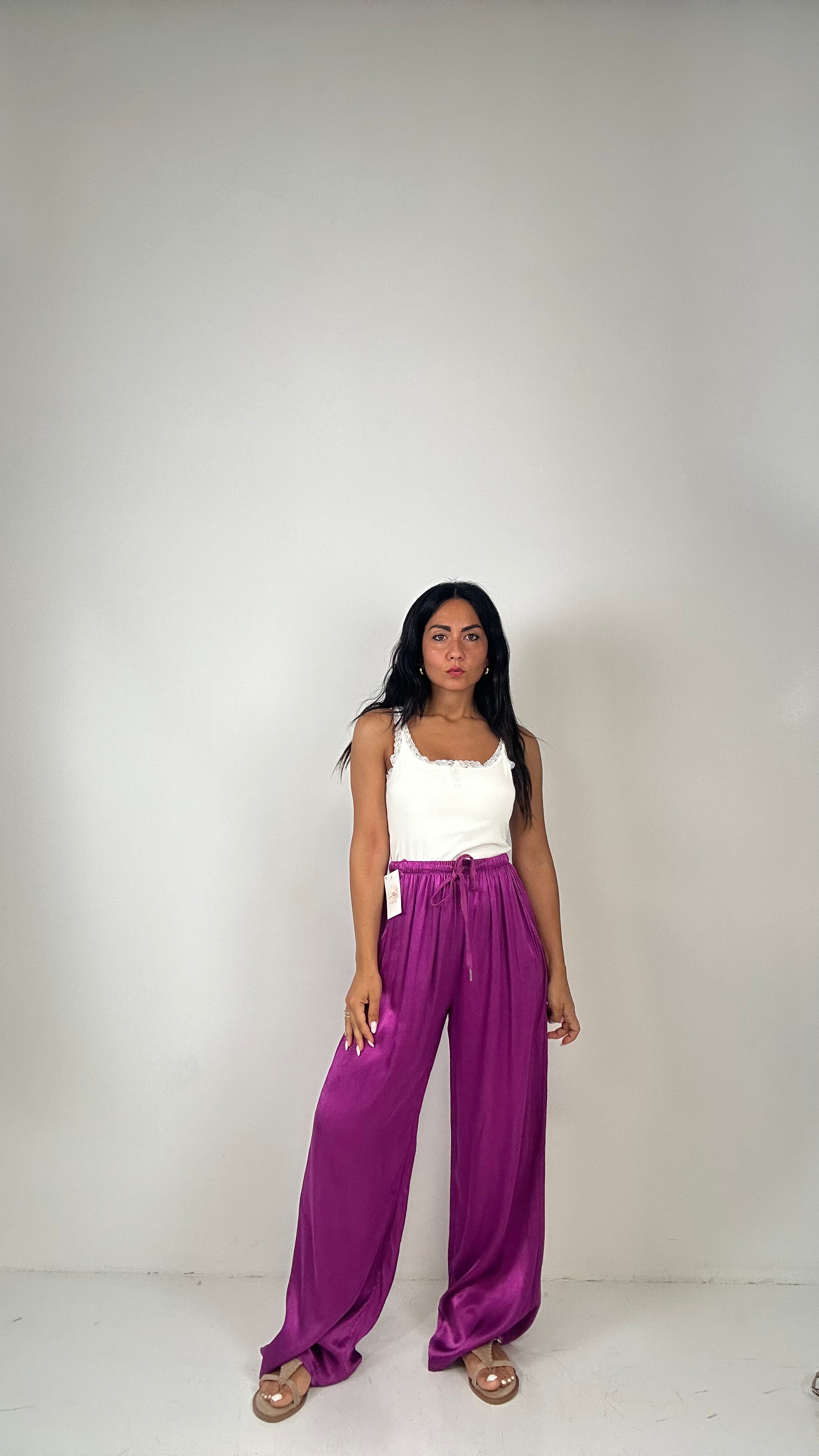 Pantalone SATIN - MAGENTA