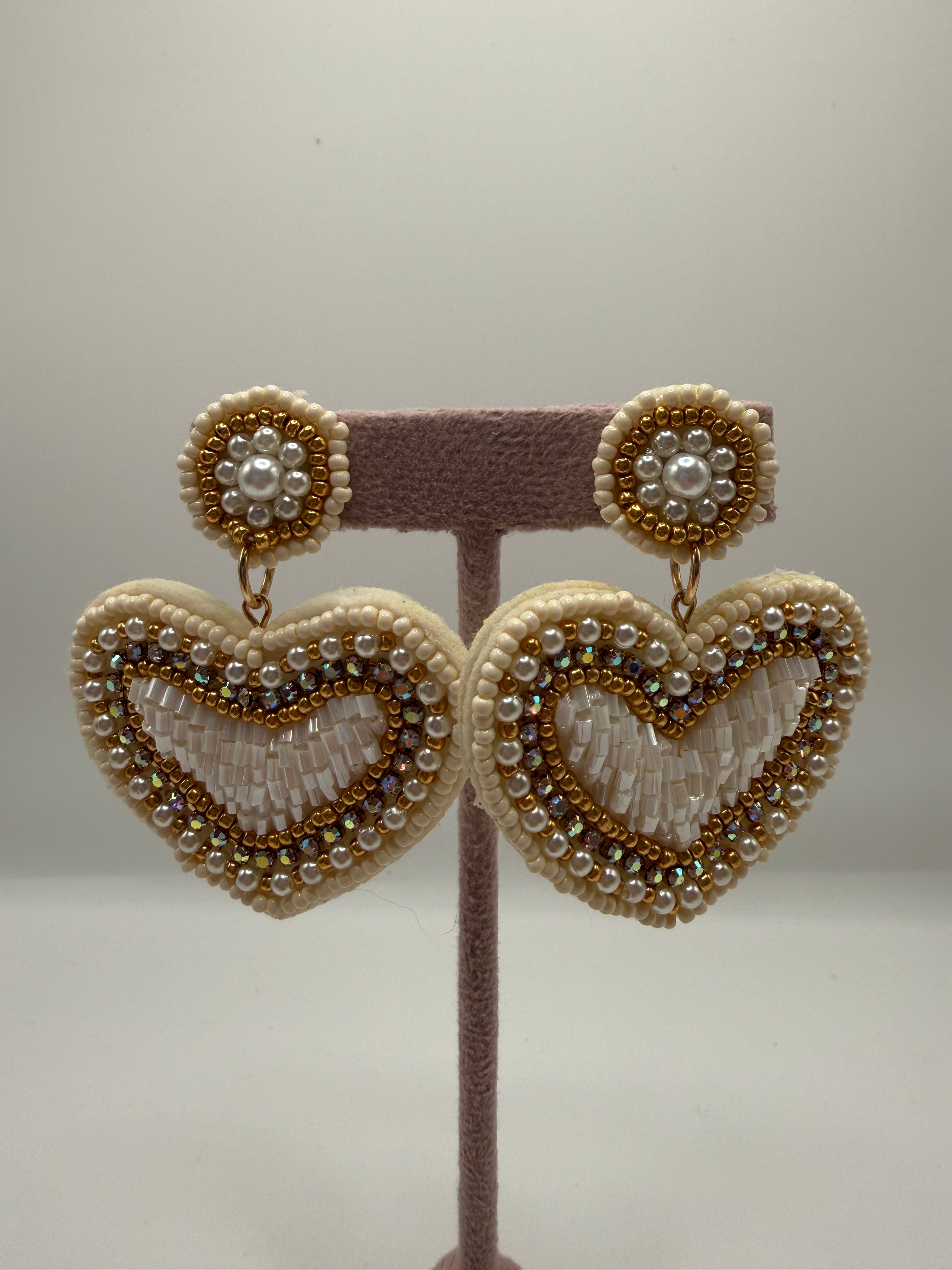 Orecchino CUORE PERLINE - BIANCO