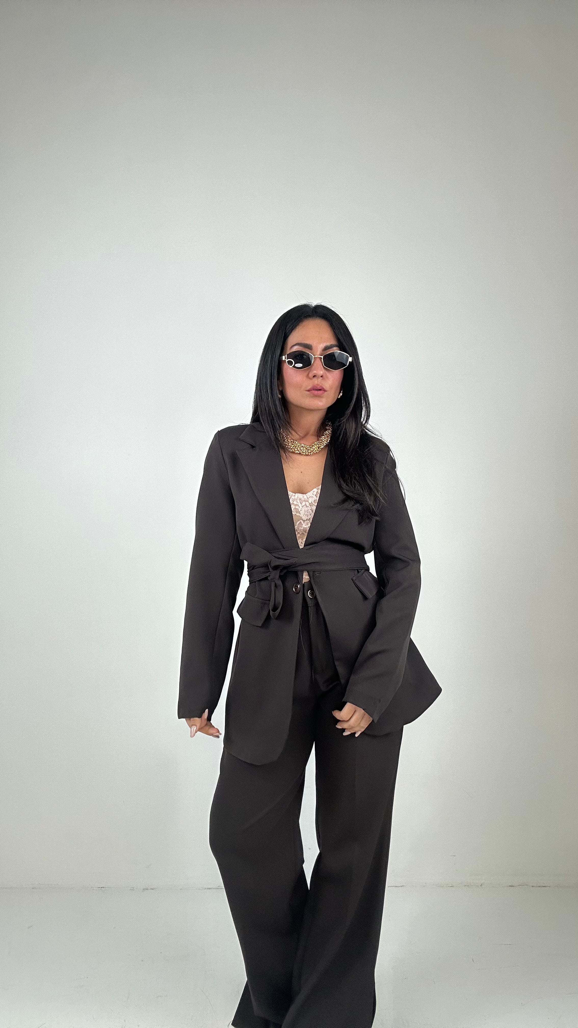 Tailleur CON CINTURA - MARRONE
