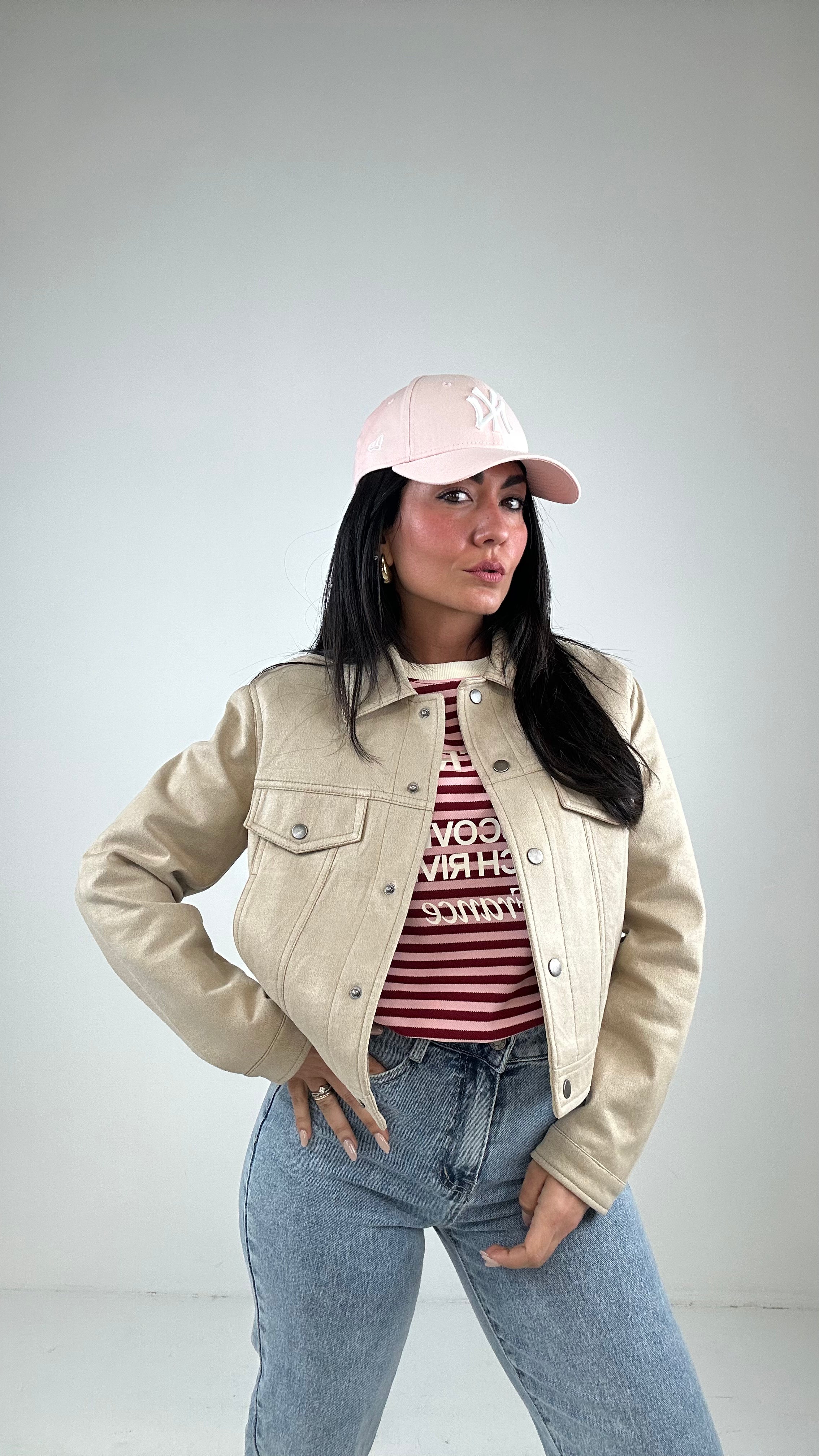Giacca IN ECOCAMOSCIO - BEIGE