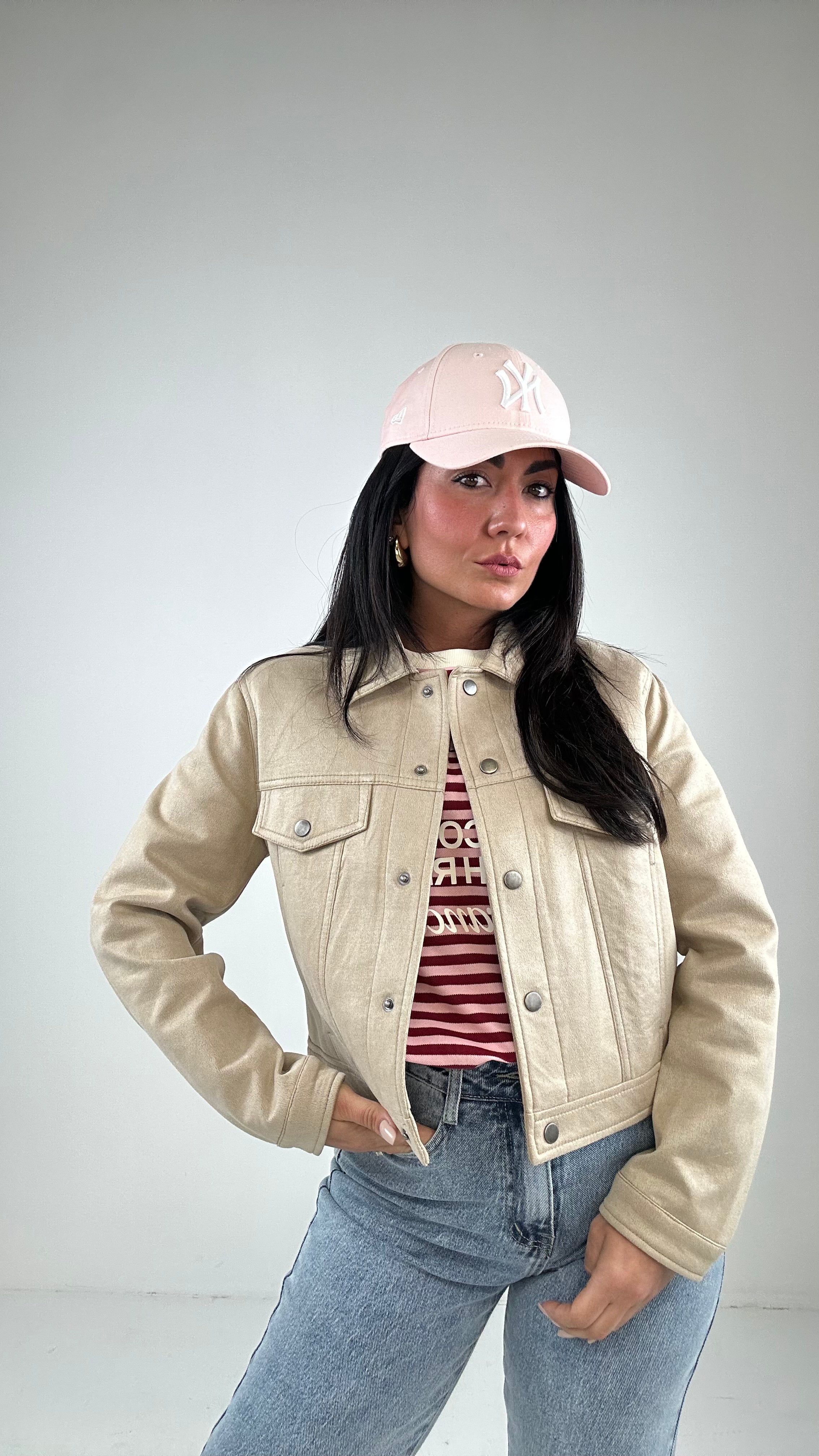 Giacca IN ECOCAMOSCIO - BEIGE