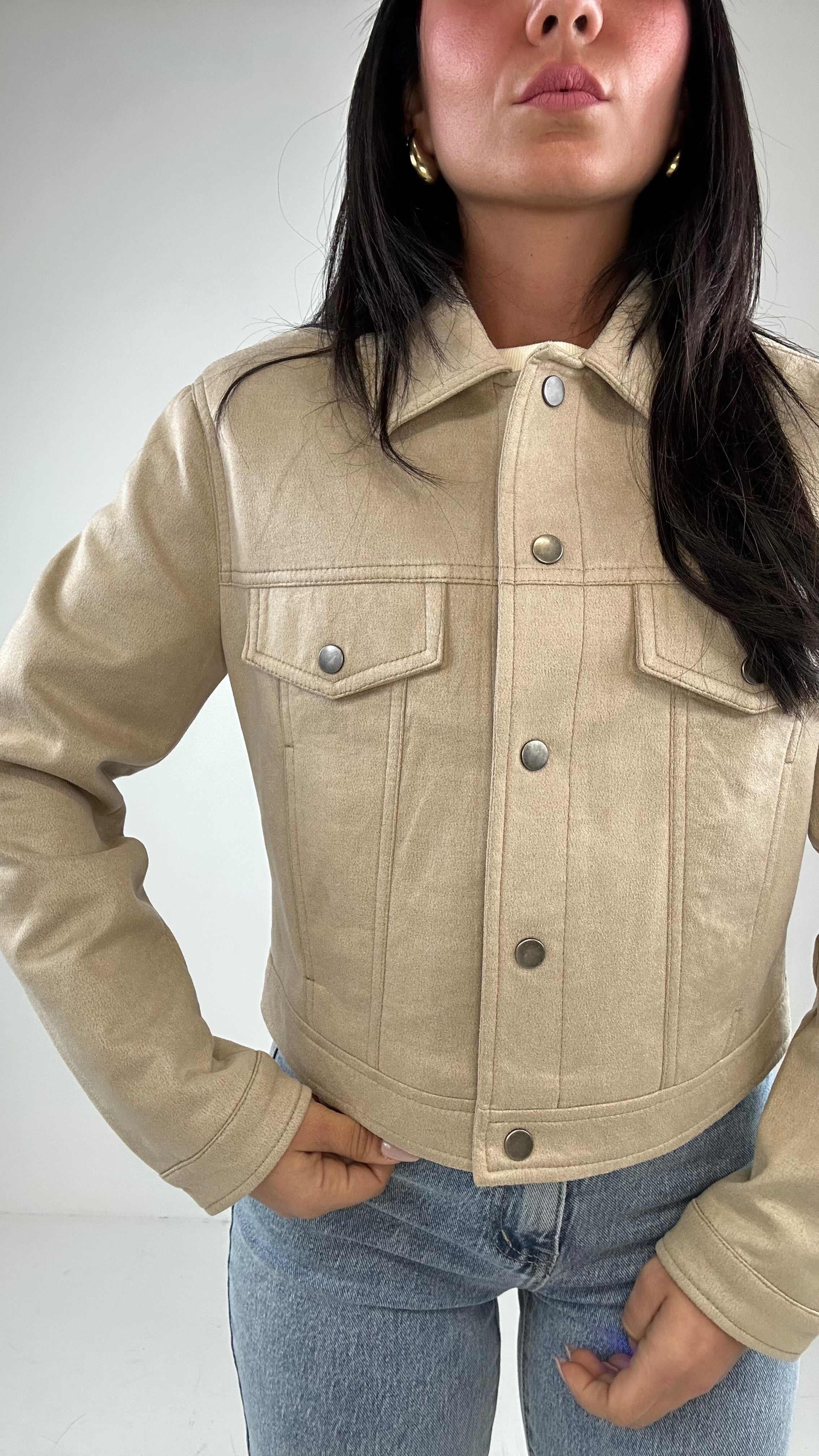 Giacca IN ECOCAMOSCIO - BEIGE