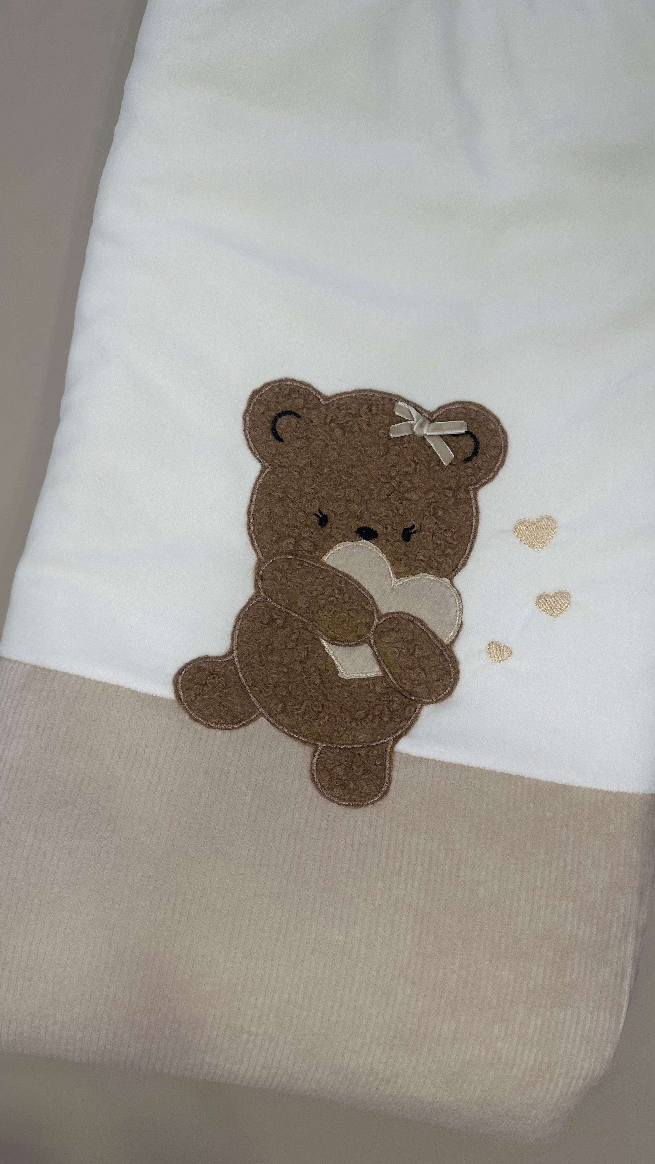 Copertina CINIGLIA ORSO CUORE CM 75x91 - BEIGE