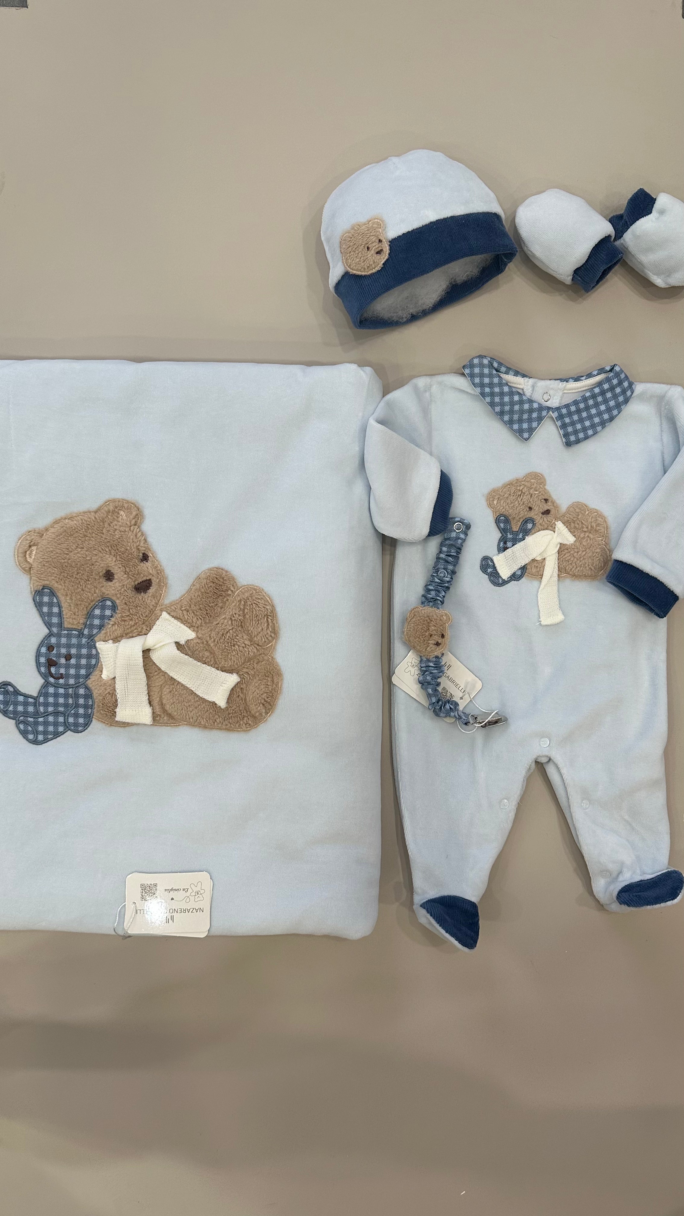Tutina ORSO CON CONIGLIO - CELESTE