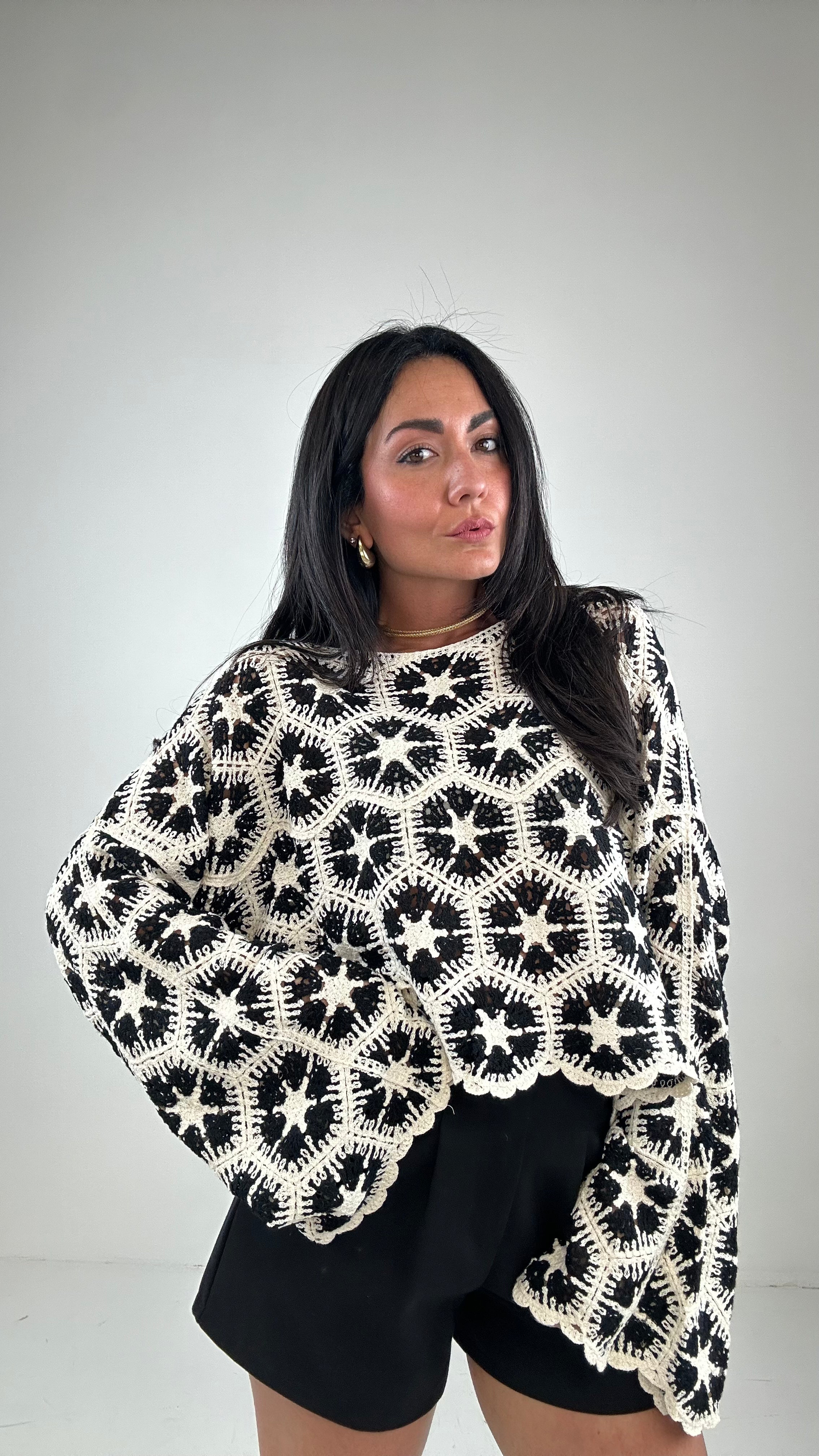 Pull TRAFORATO SUMM - NERO