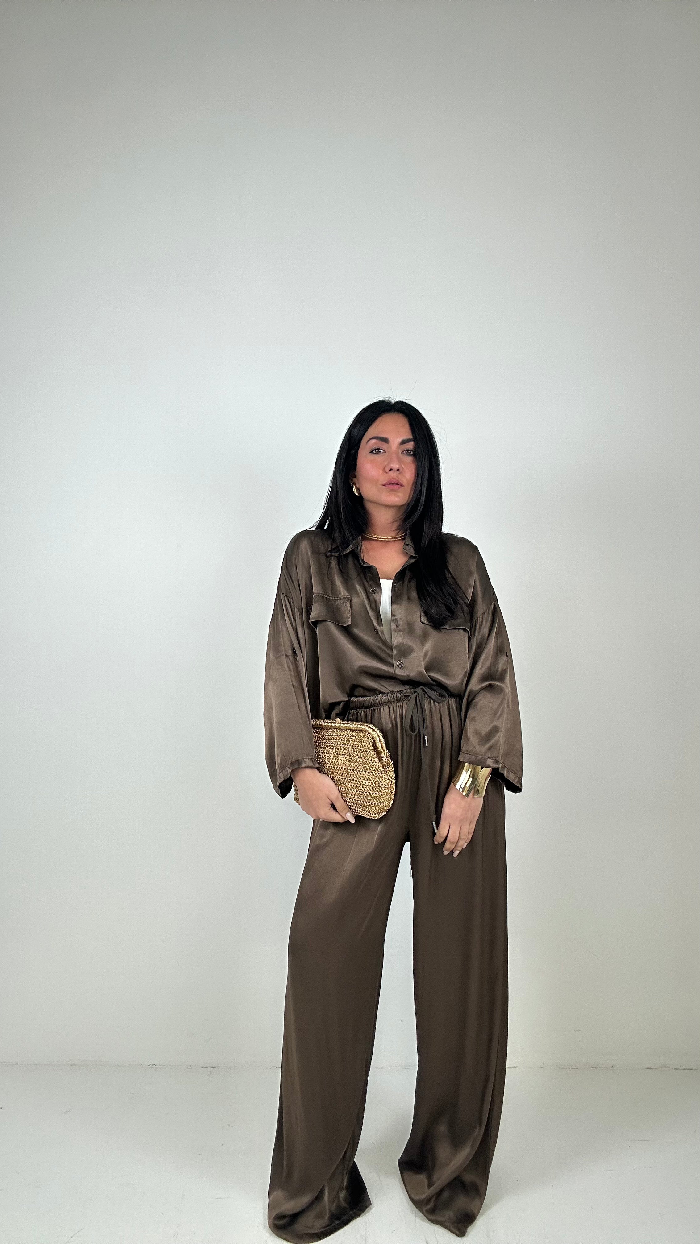 Pantalone SATIN - MARRONE