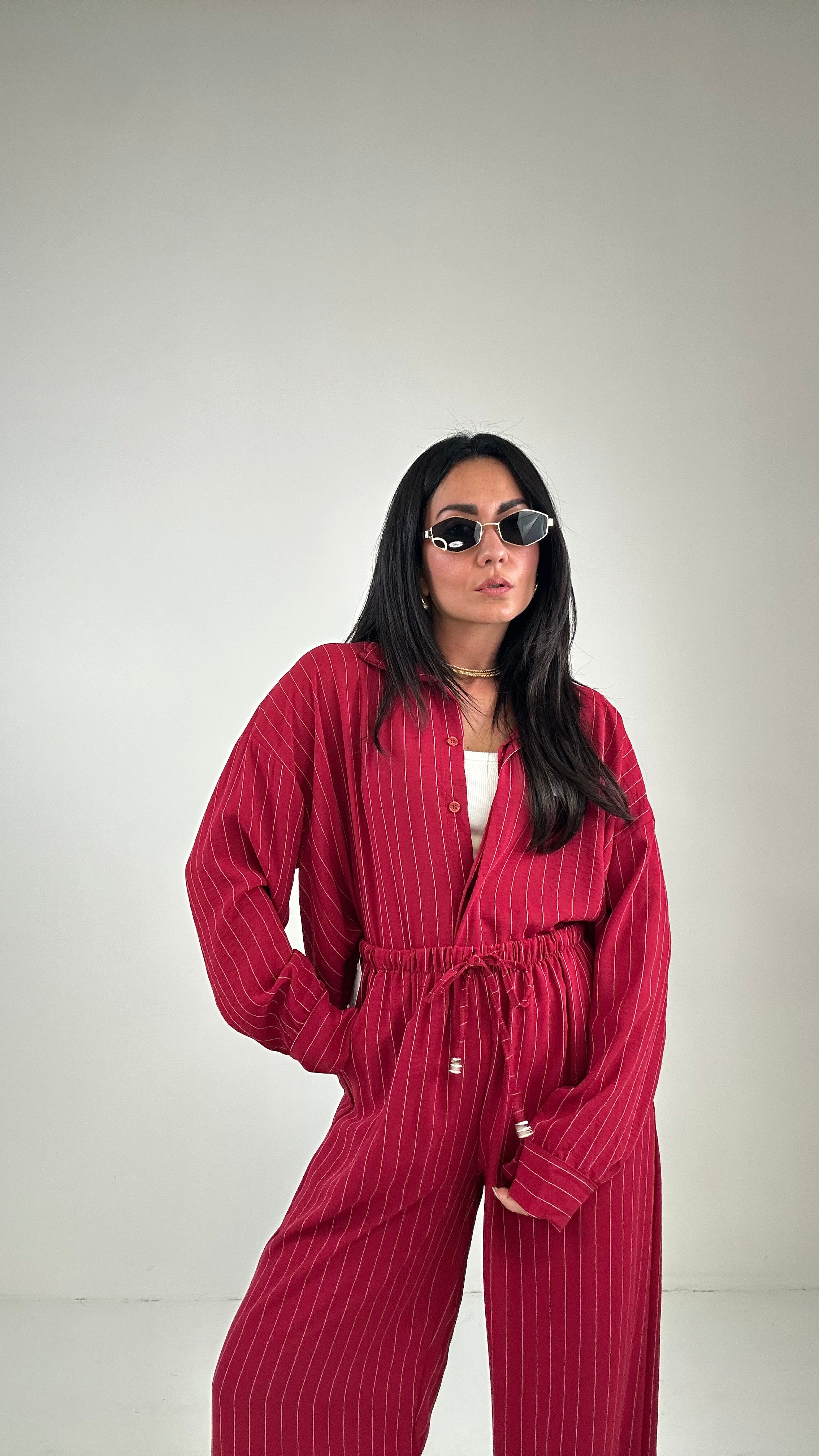 Coordinato con PANTALONE RIGHE - ROSSO