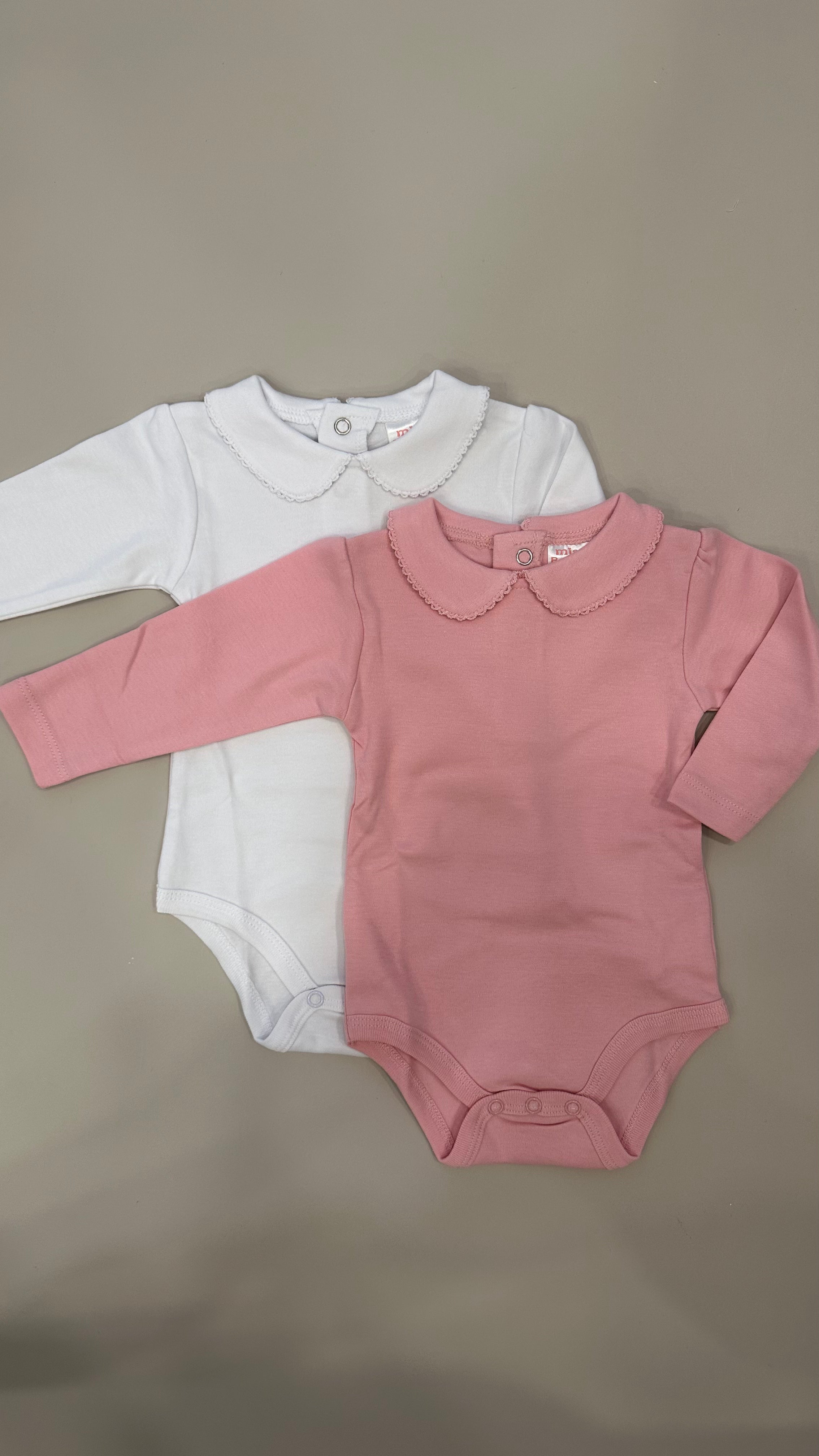2 Body CALDO COTONE CON COLLO 0-24M - BIANCO-ROSA