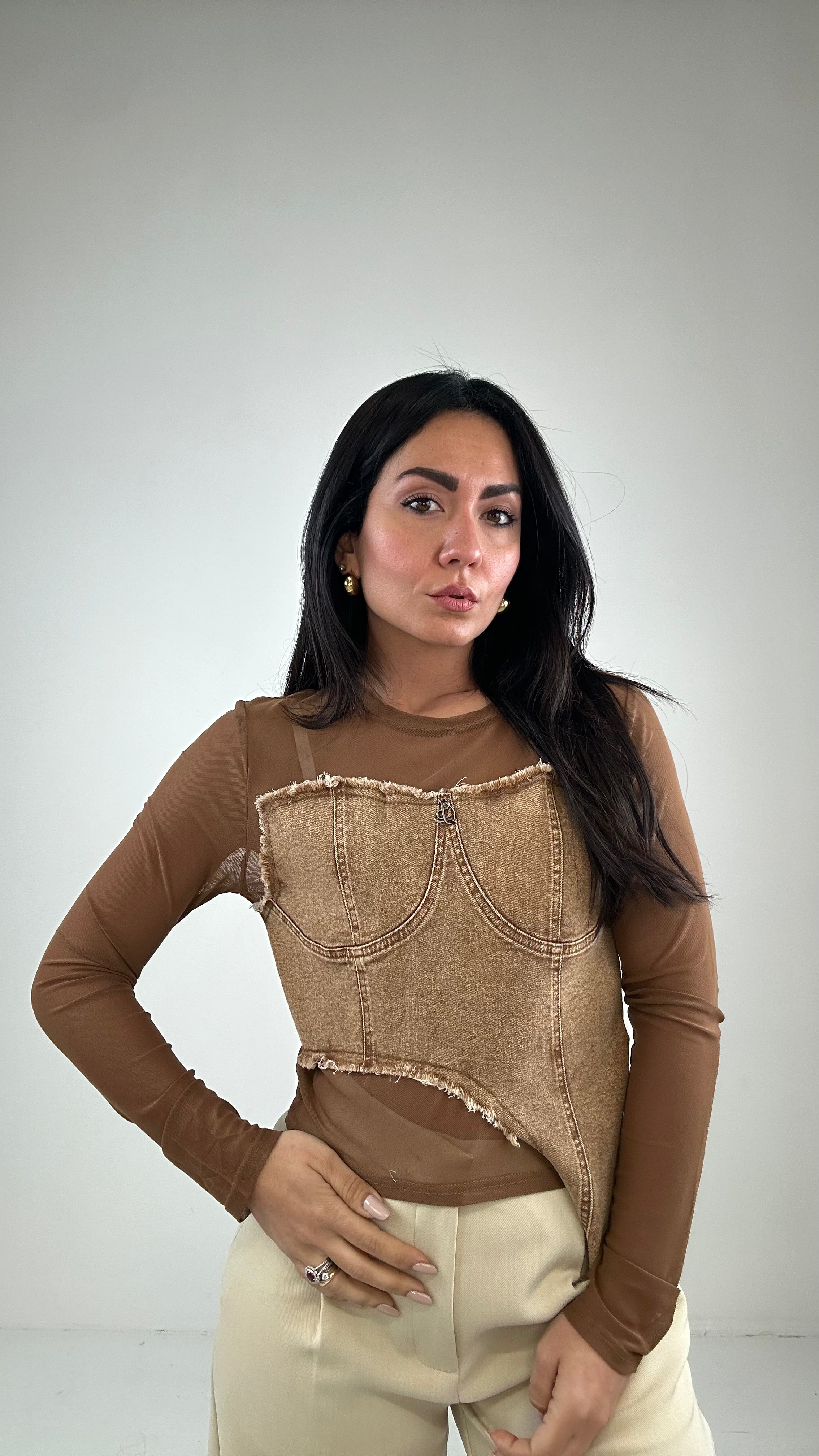 Maglia IN VELO CORPETTO - MARRONE